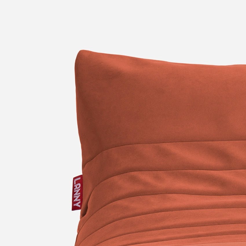 Curvy Velvet Amber Bean bag Chair & Footrest Set - Lanny Beanbag - Bean Bag Chairs