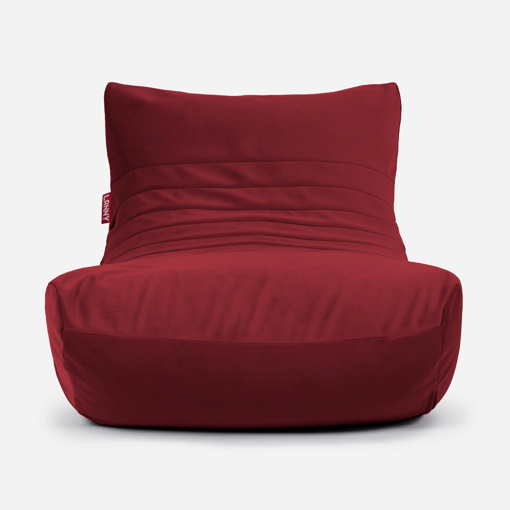 Curvy Velvet Red Bean bag Chair & Footrest Set - Lanny Beanbag - Bean Bag Chairs