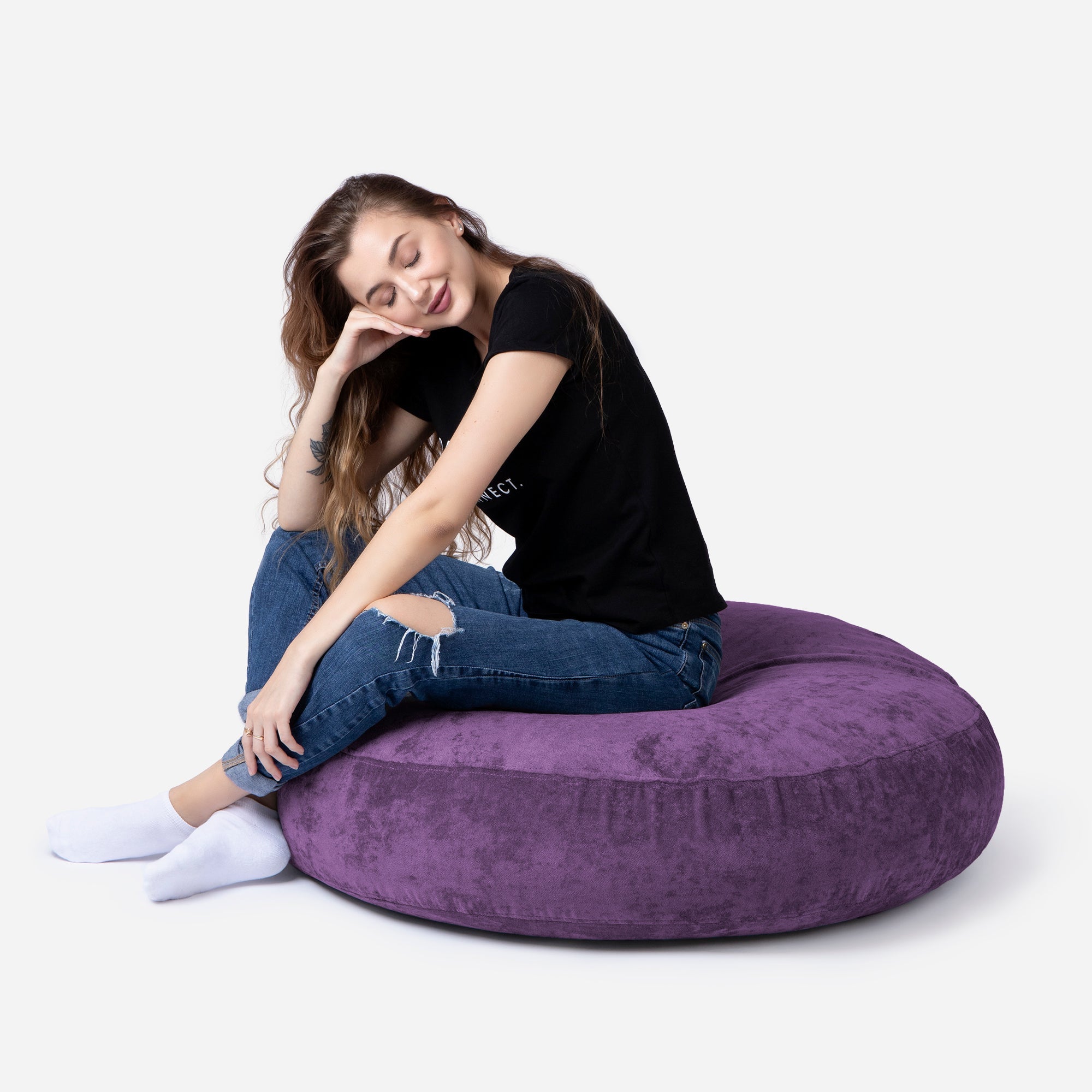 Floor Aldo Violet Pouf - Lanny Beanbag - Ottomans