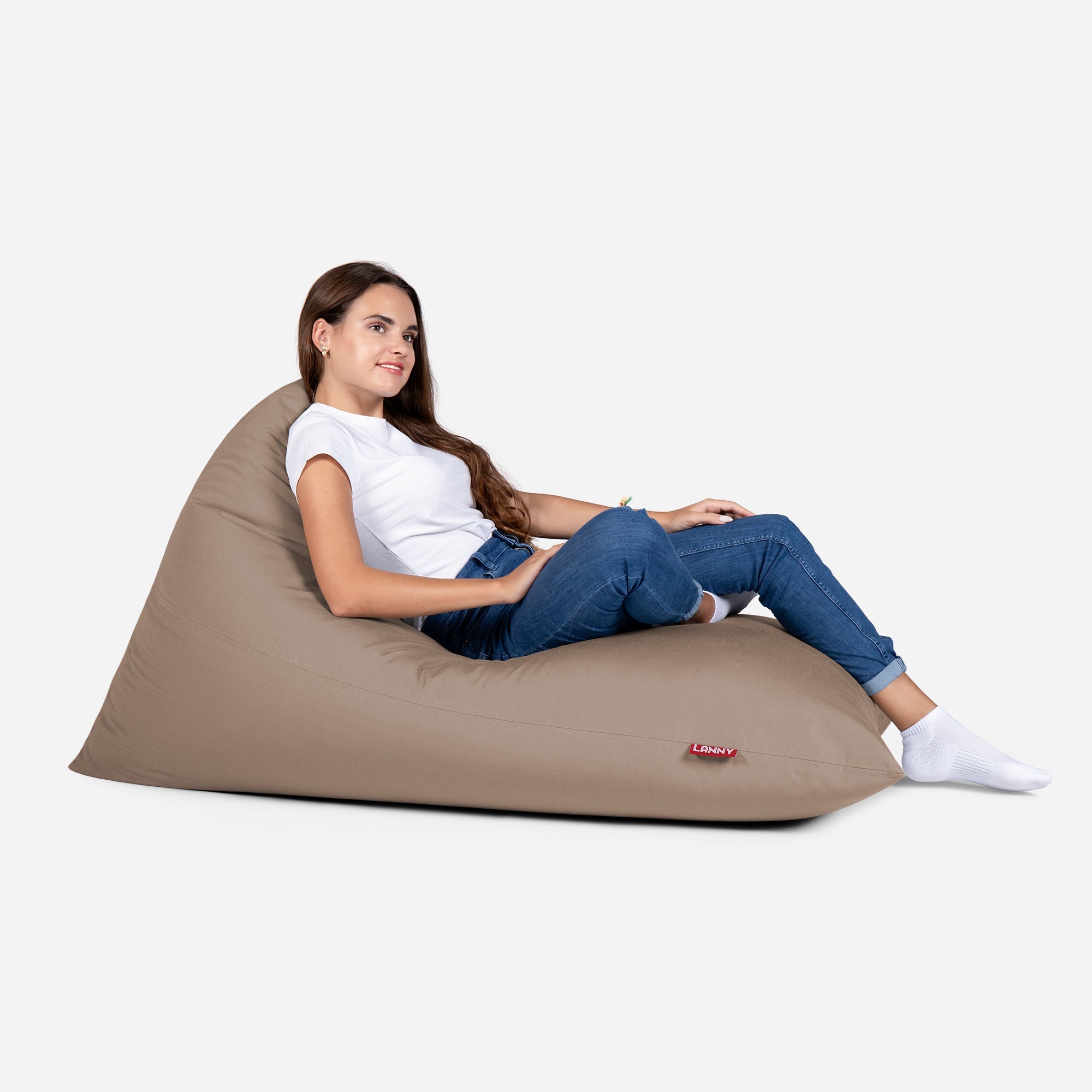 Lanny Solid Tone Outdoor Slim Bean Bag - Earth Clay - Lanny Beanbag - Bean Bag Chairs