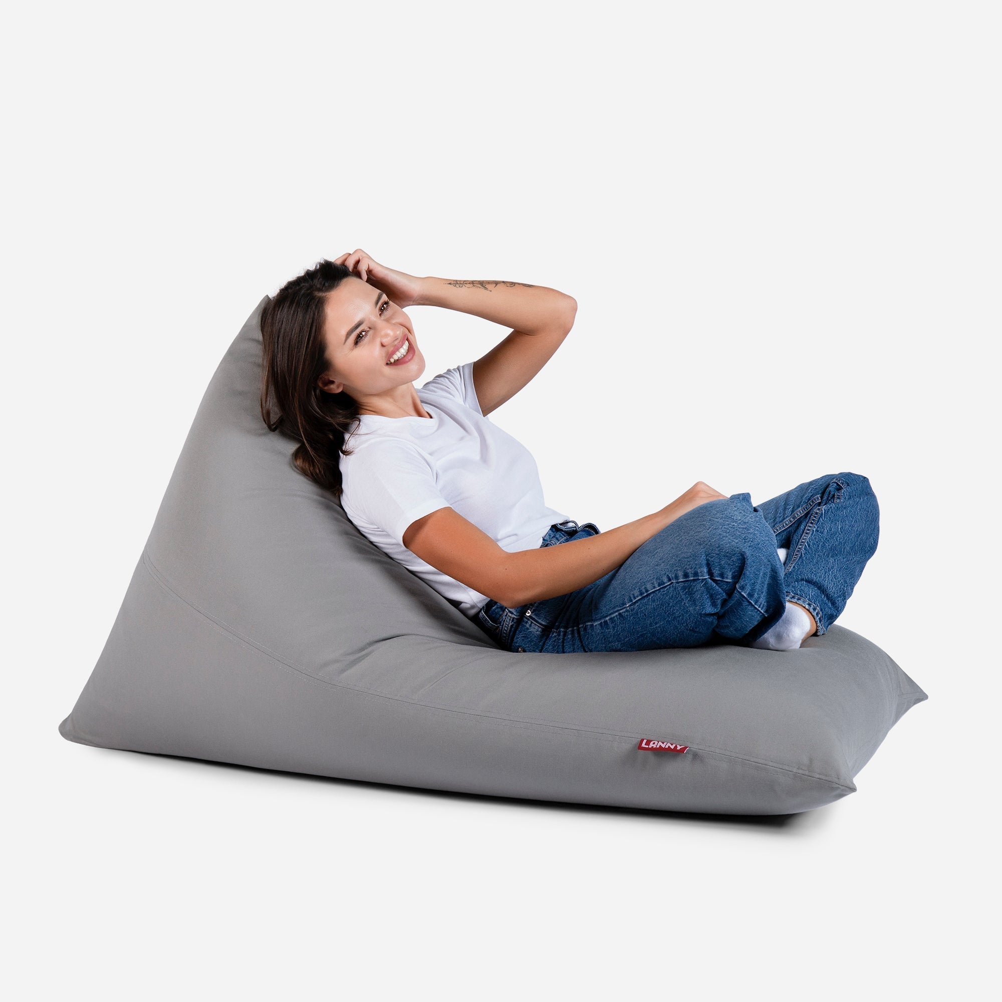 Lanny Solid Tone Outdoor Slim Bean Bag - Graphite Shadow - Lanny Beanbag - Bean Bag Chairs