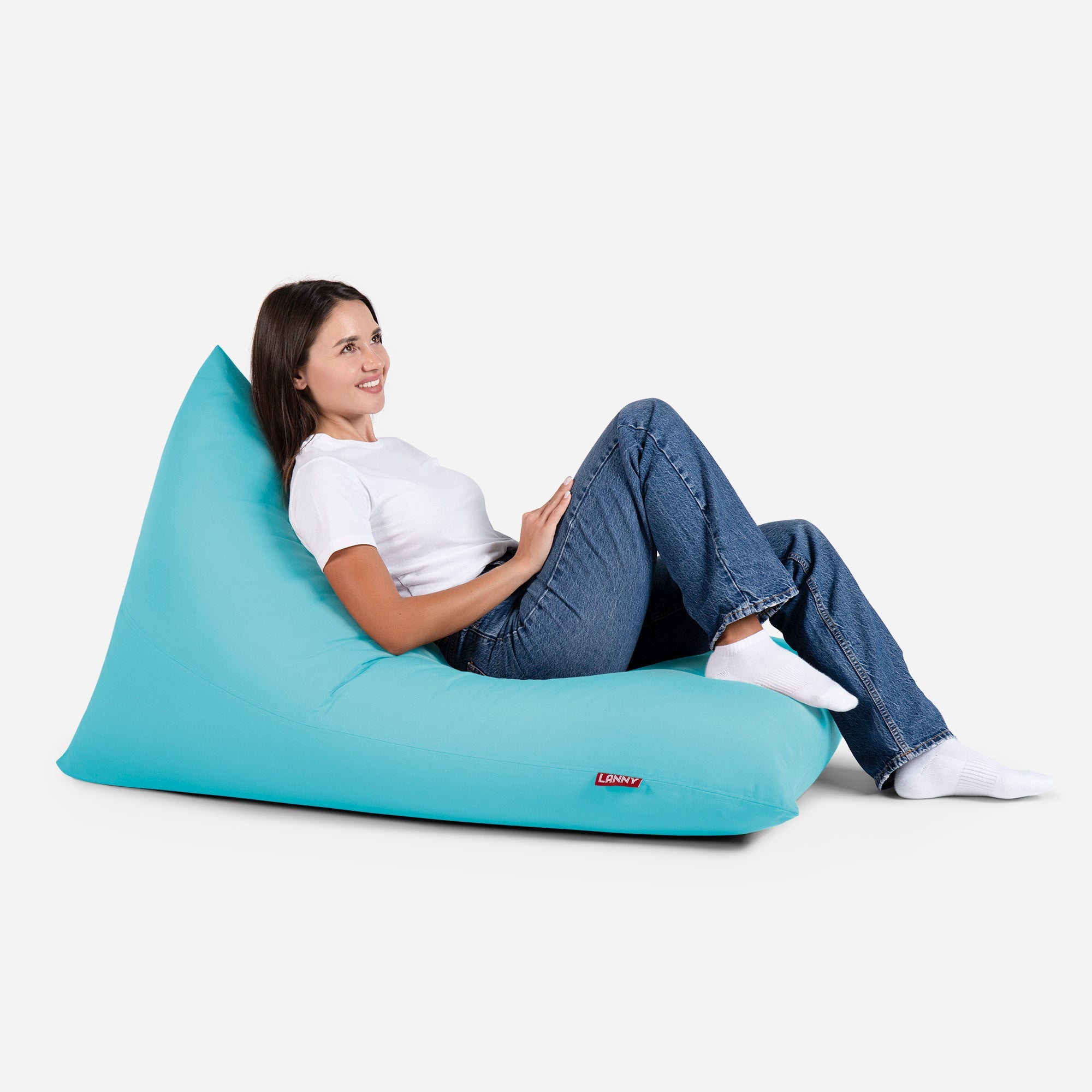 Lanny Solid Tone Outdoor Slim Bean Bag - Refreshing Turquoise - Lanny Beanbag - Bean Bag Chairs