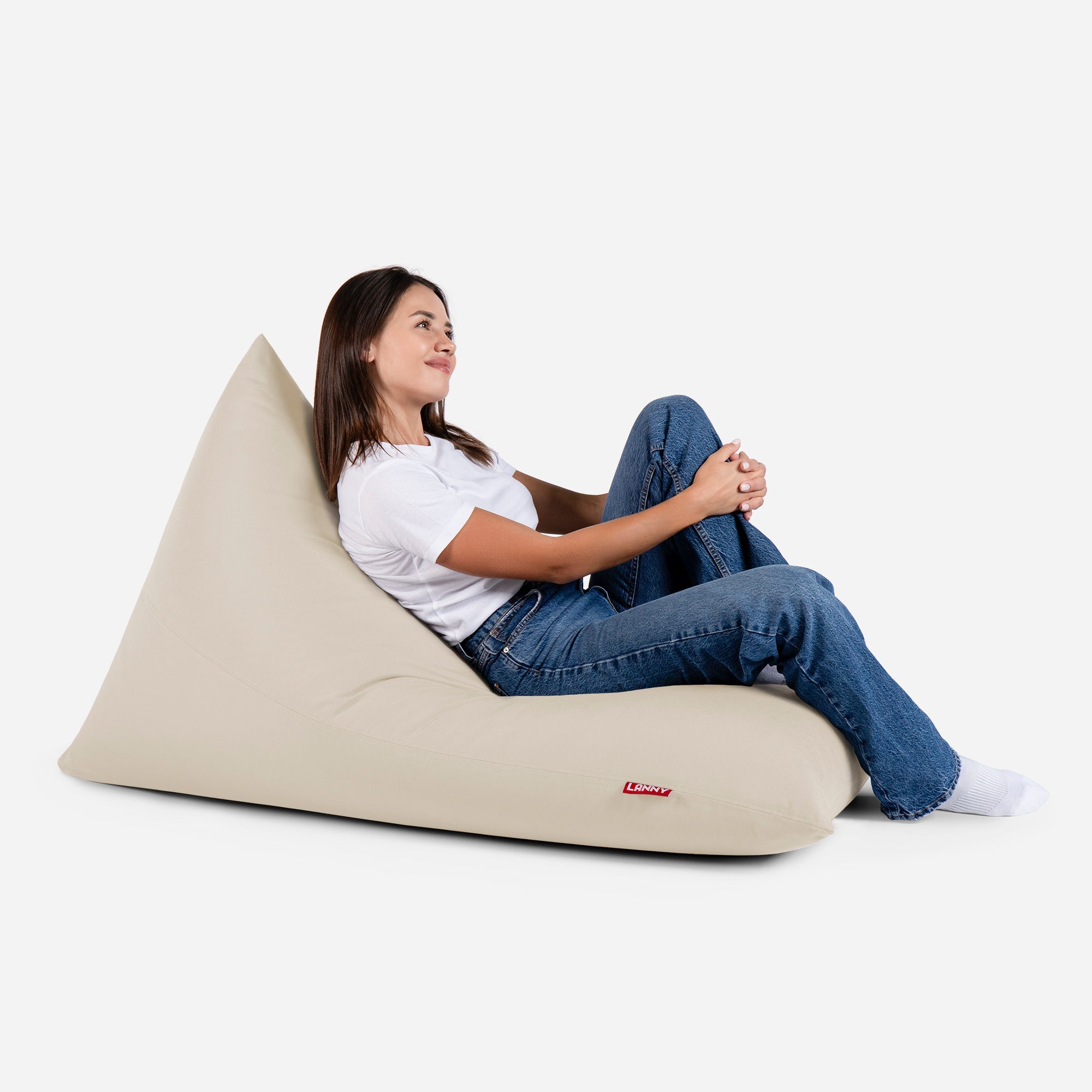 Lanny Solid Tone Outdoor Slim Bean Bag - Sand Whisper - Lanny Beanbag - Bean Bag Chairs