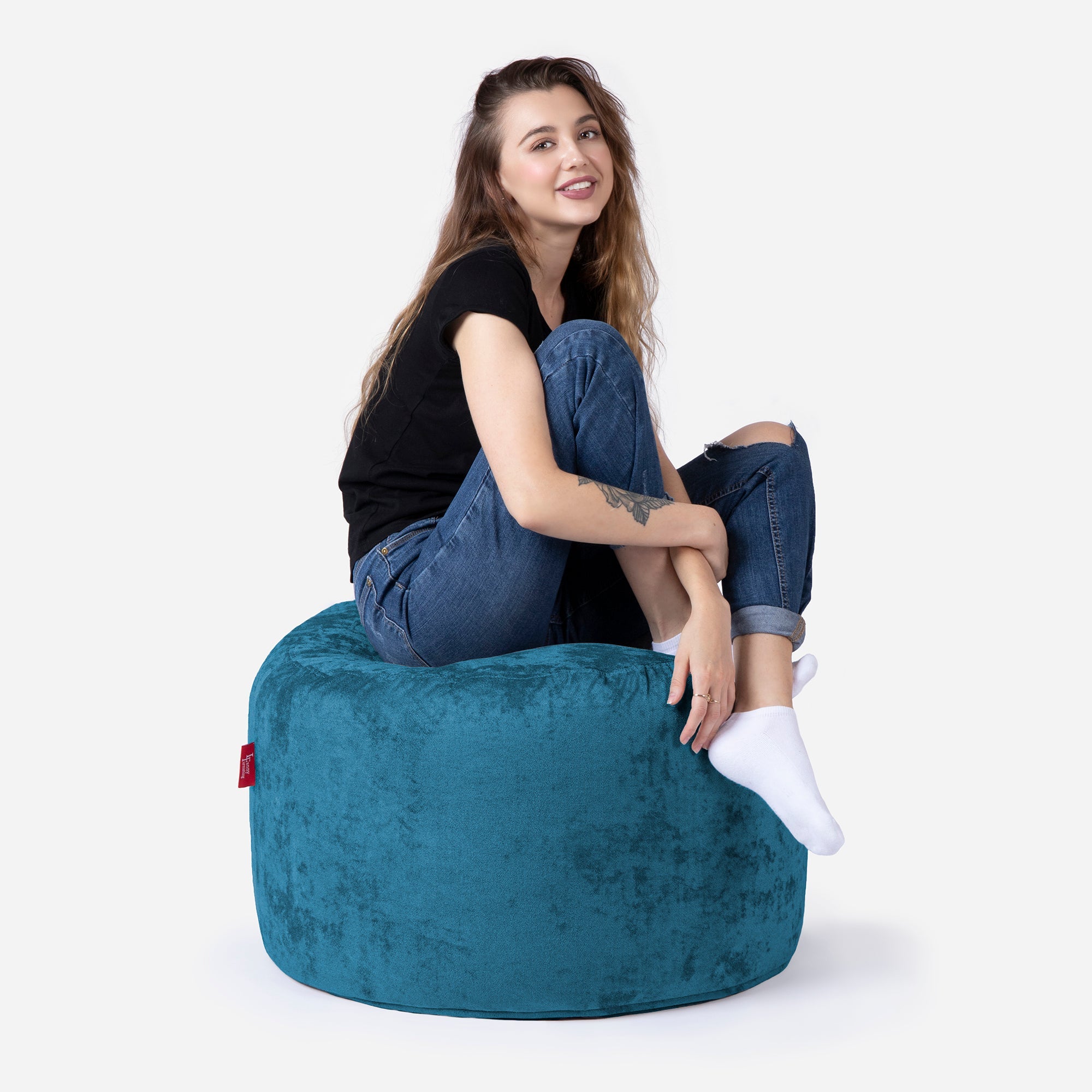Medium Aldo Aqua Pouf - Lanny Beanbag - Ottomans