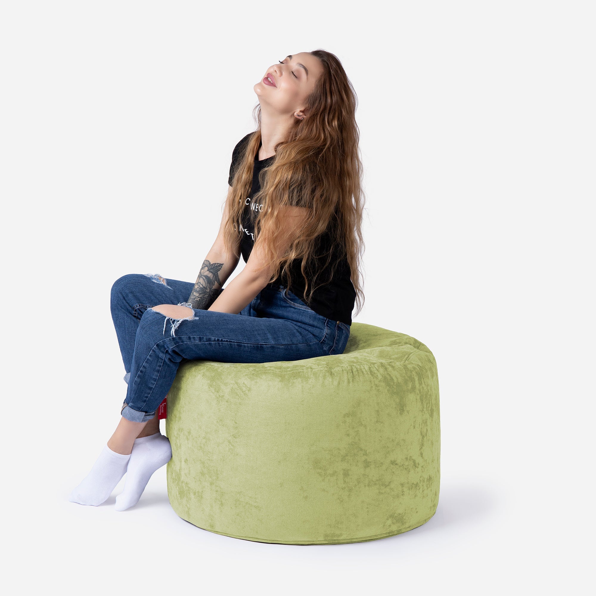 Medium Aldo Lime Pouf - Lanny Beanbag - Ottomans