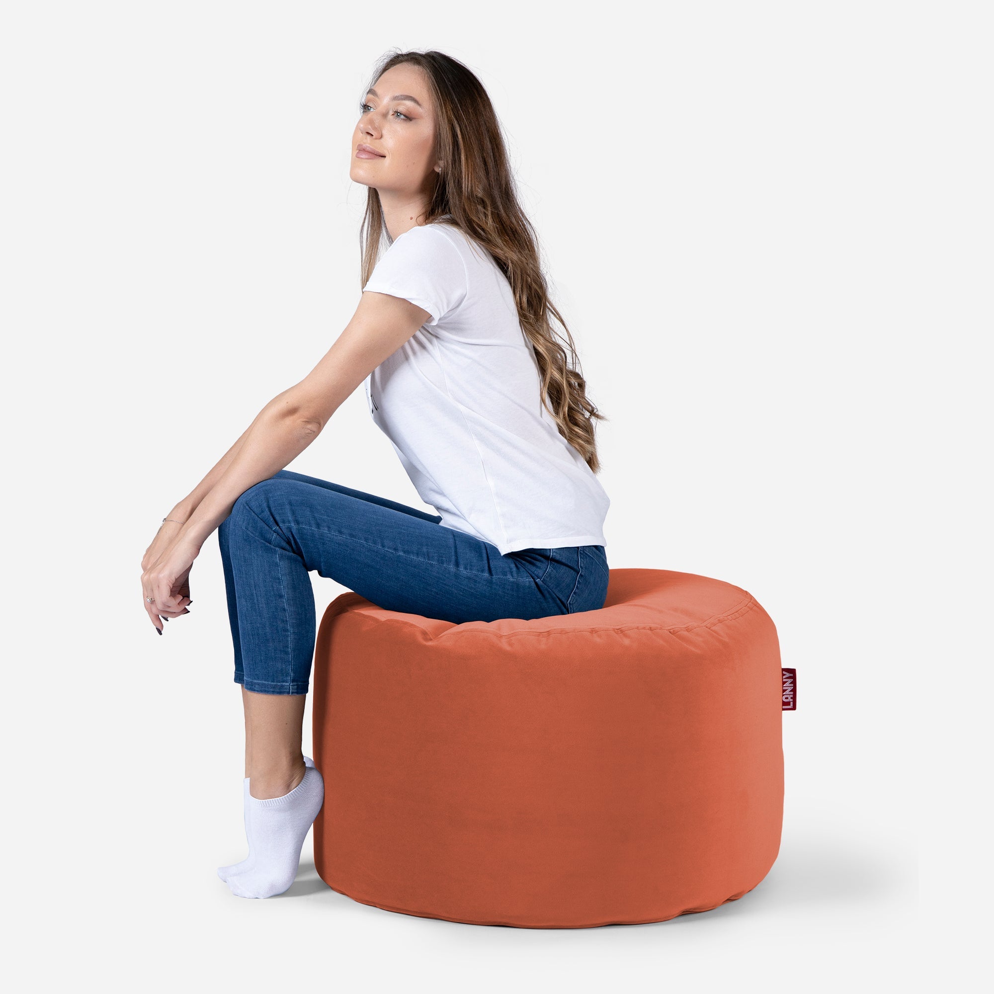 Medium Velvet Amber Pouf - Lanny Beanbag - Ottomans