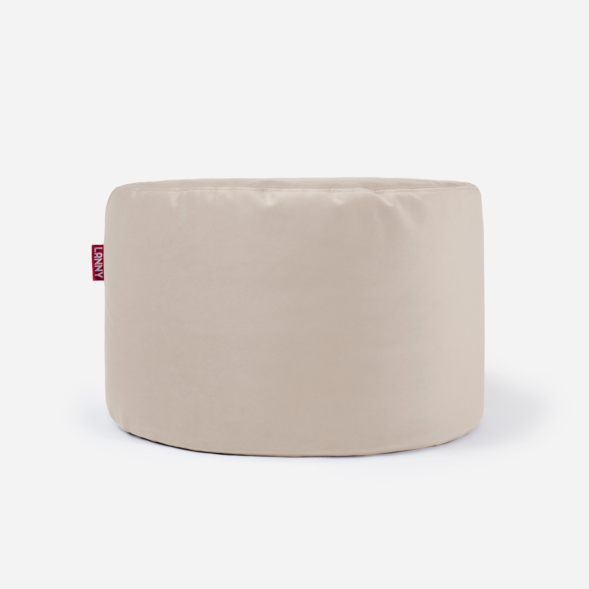Medium Velvet Beige Pouf - Lanny Beanbag - Ottomans