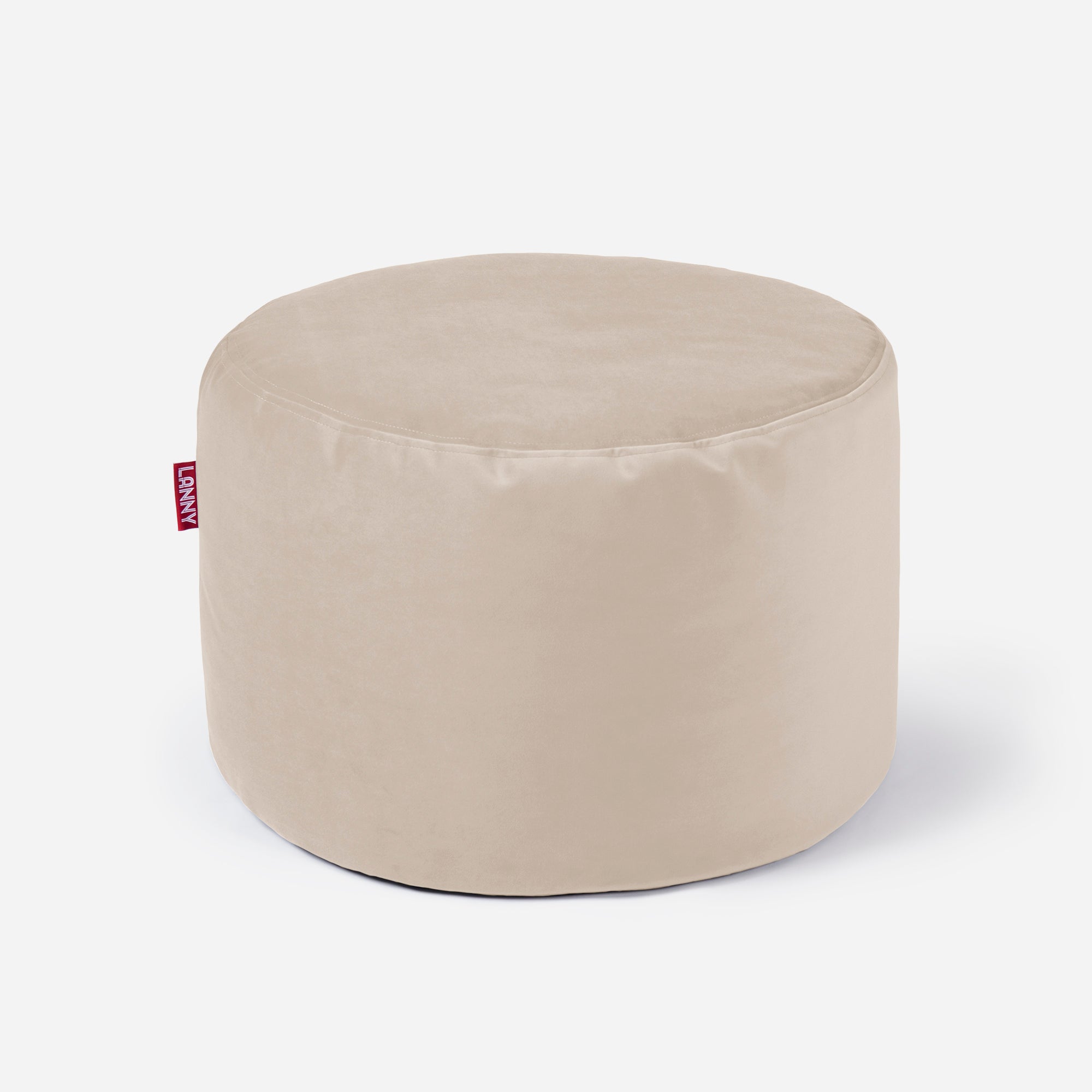 Medium Velvet Beige Pouf - Lanny Beanbag - Ottomans