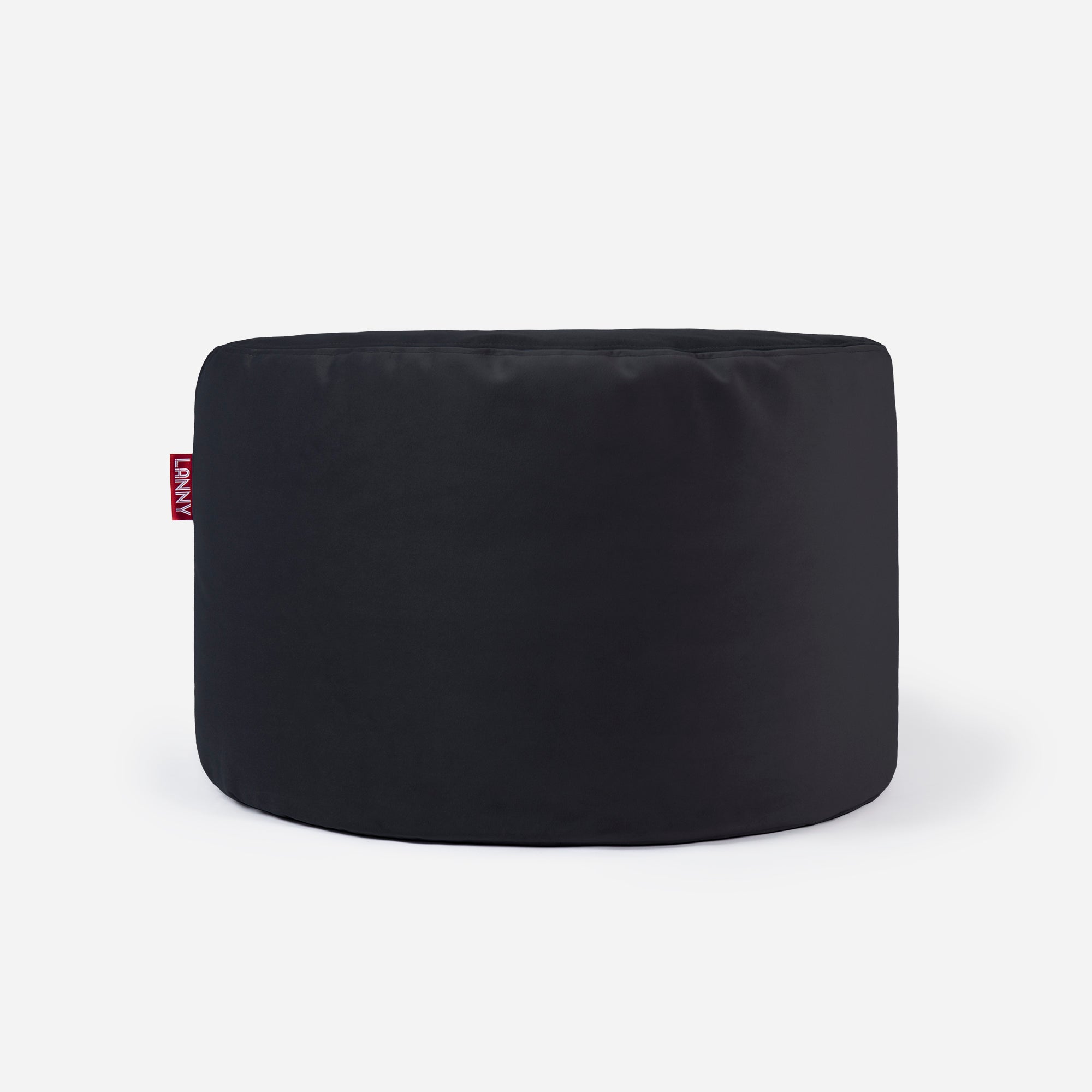 Medium Velvet Black Pouf - Lanny Beanbag - Ottomans