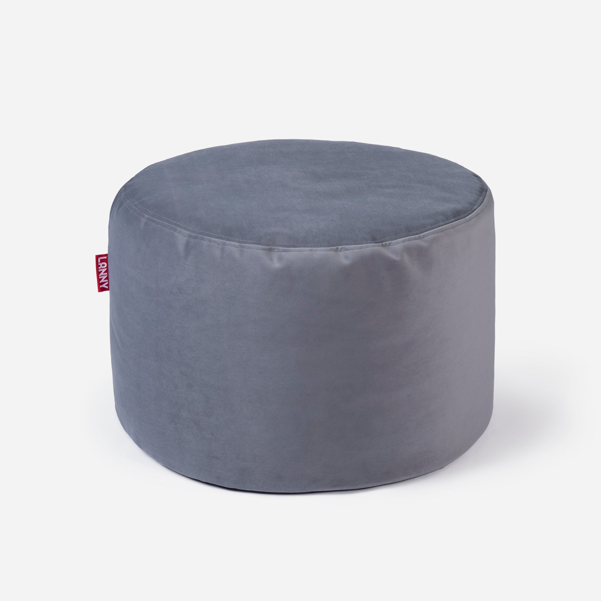 Medium Velvet Gray Pouf - Lanny Beanbag - Ottomans