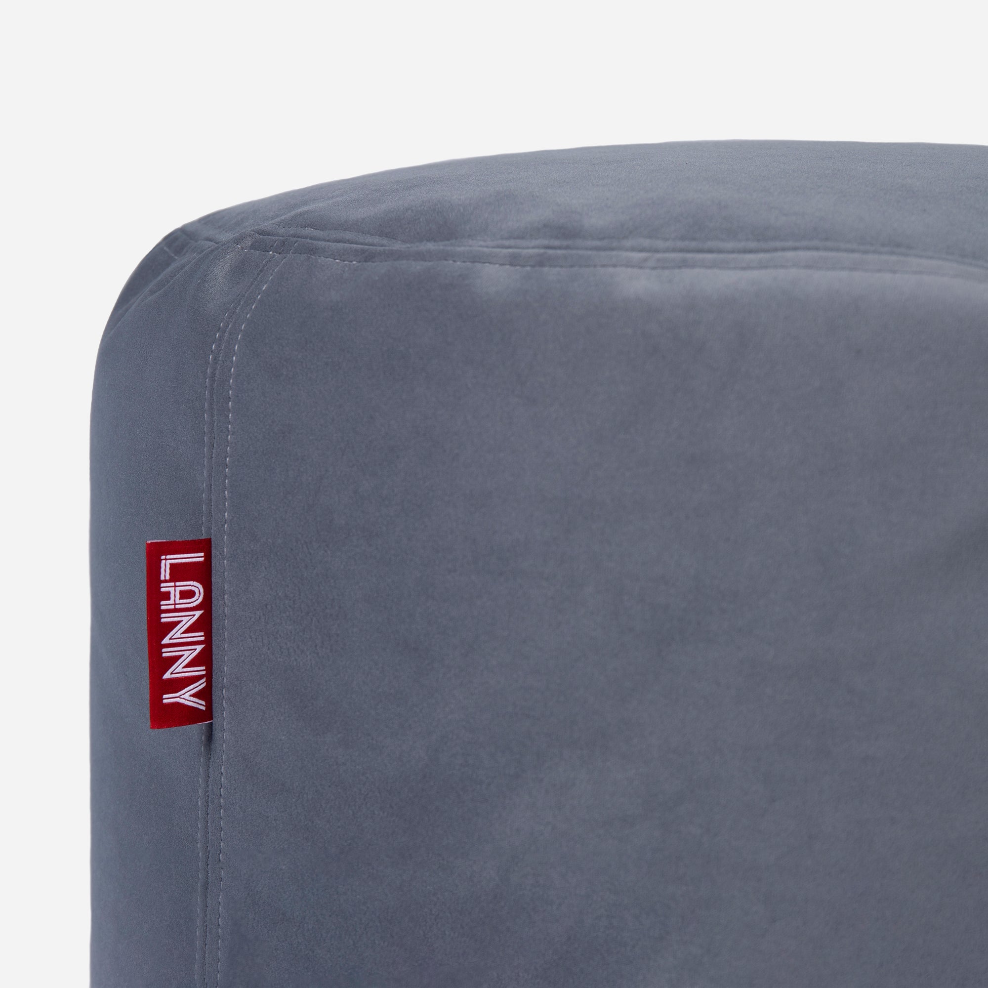 Medium Velvet Gray Pouf - Lanny Beanbag - Ottomans