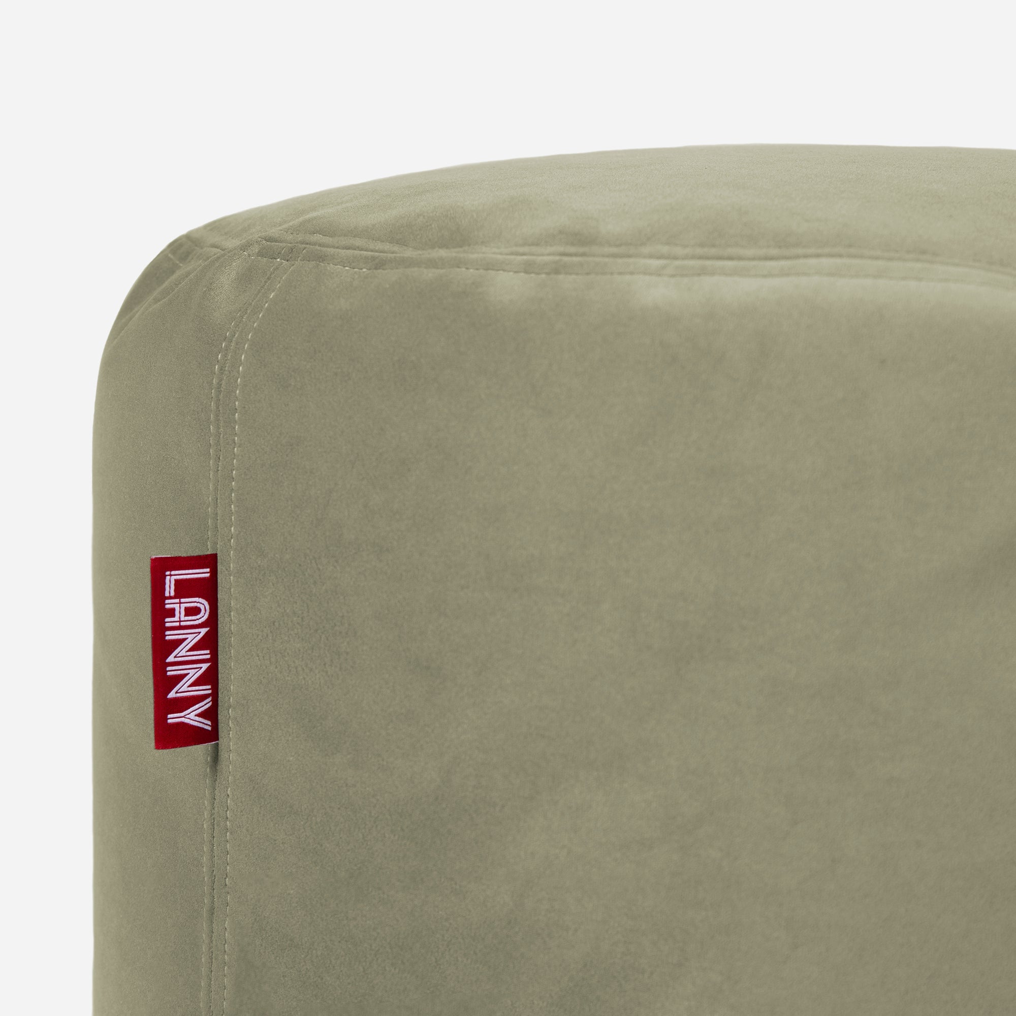 Medium Velvet Khaki Pouf - Lanny Beanbag - Ottomans