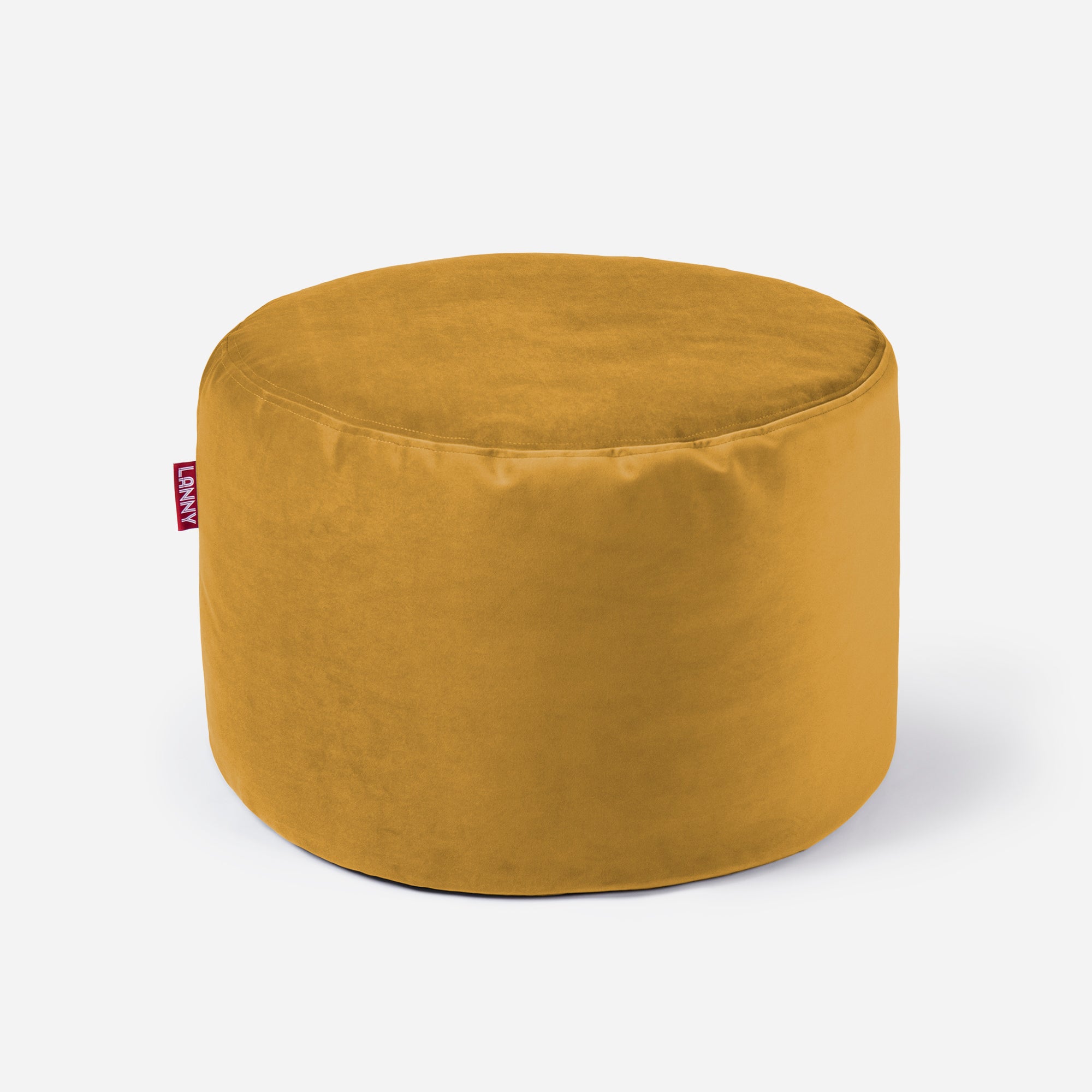 Medium Velvet Mustard Pouf - Lanny Beanbag - Ottomans