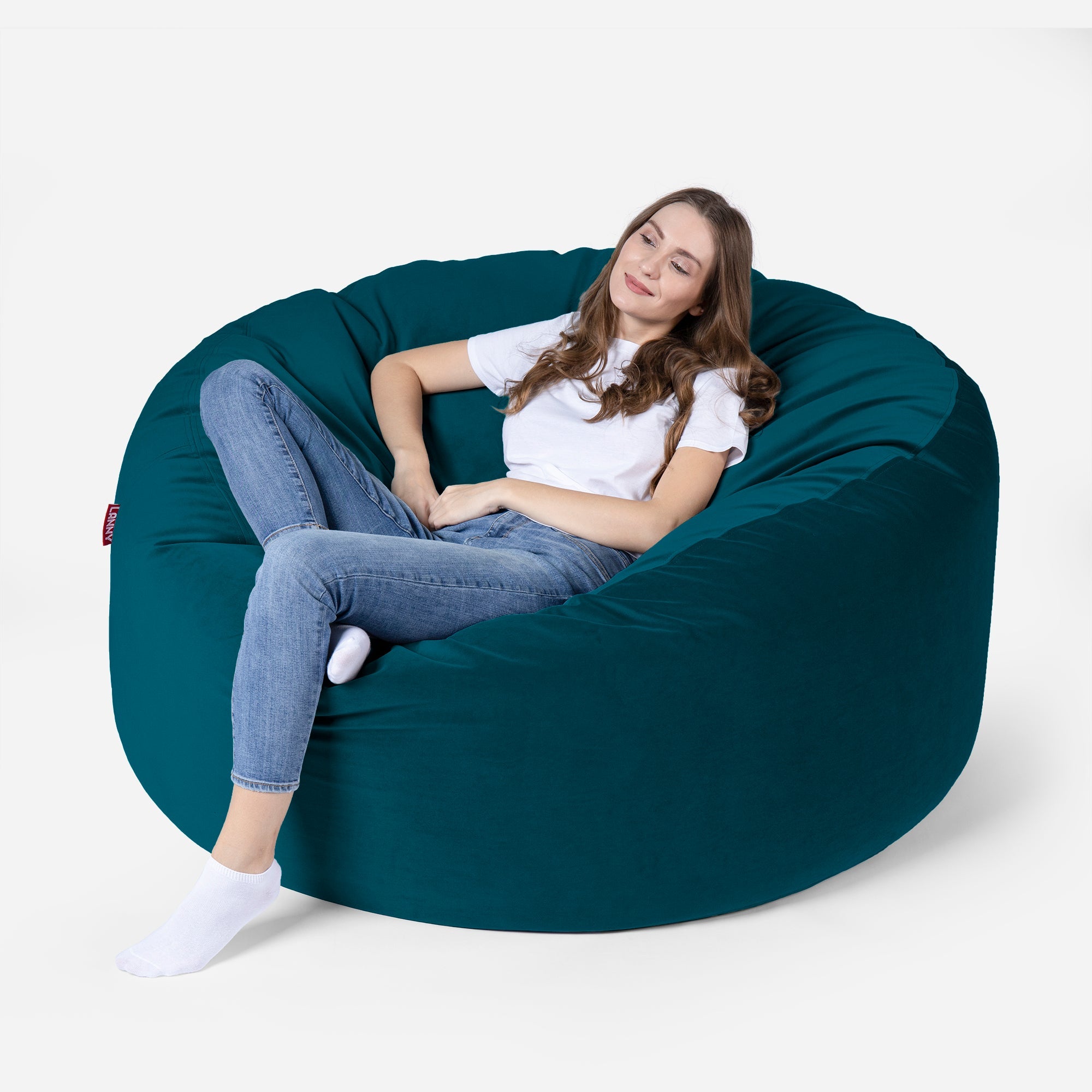Original Large Velvet Aqua Bean bag - Lanny Beanbag - Bean Bag Chairs