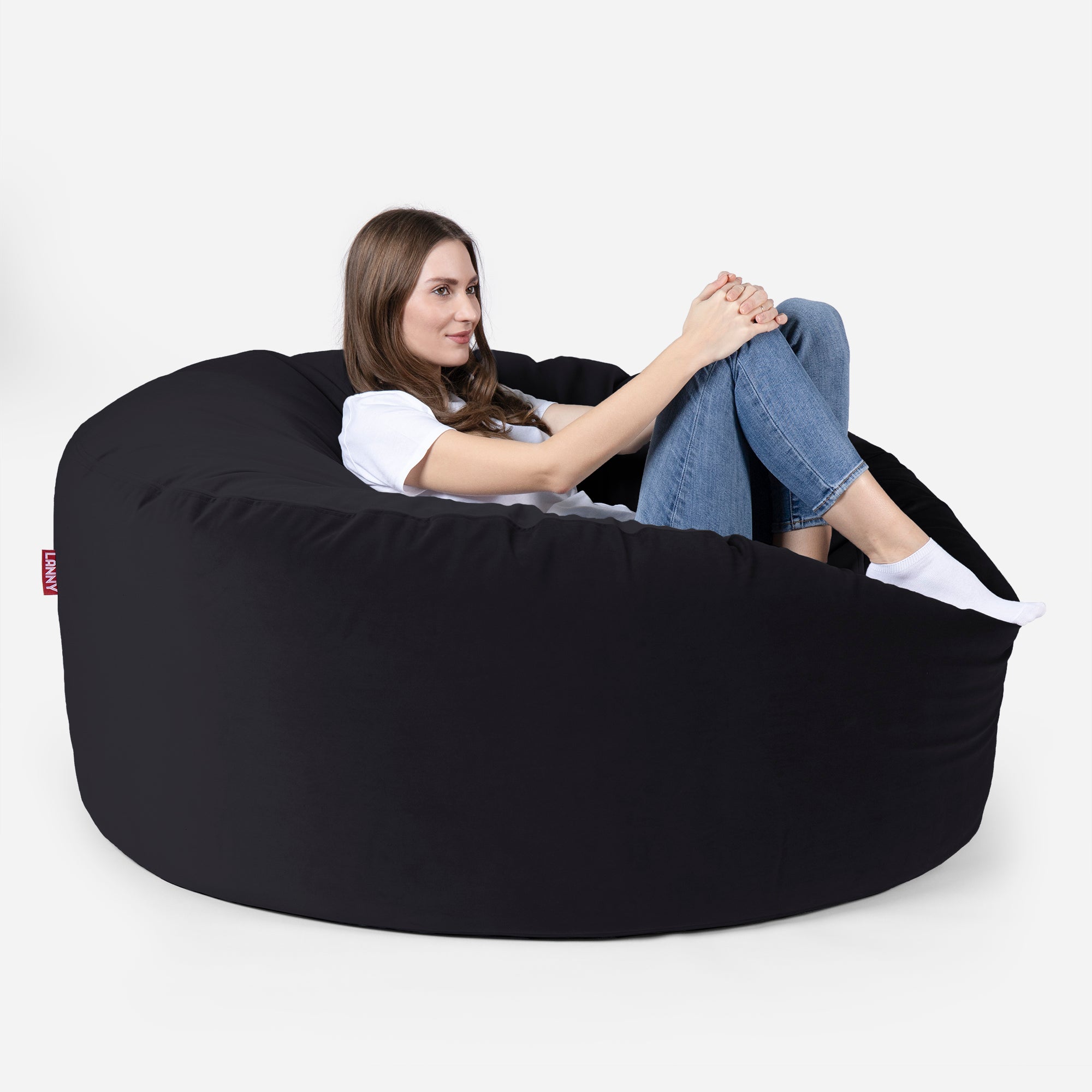 Original Large Velvet Black Bean Bag - Lanny Beanbag - Bean Bag Chairs