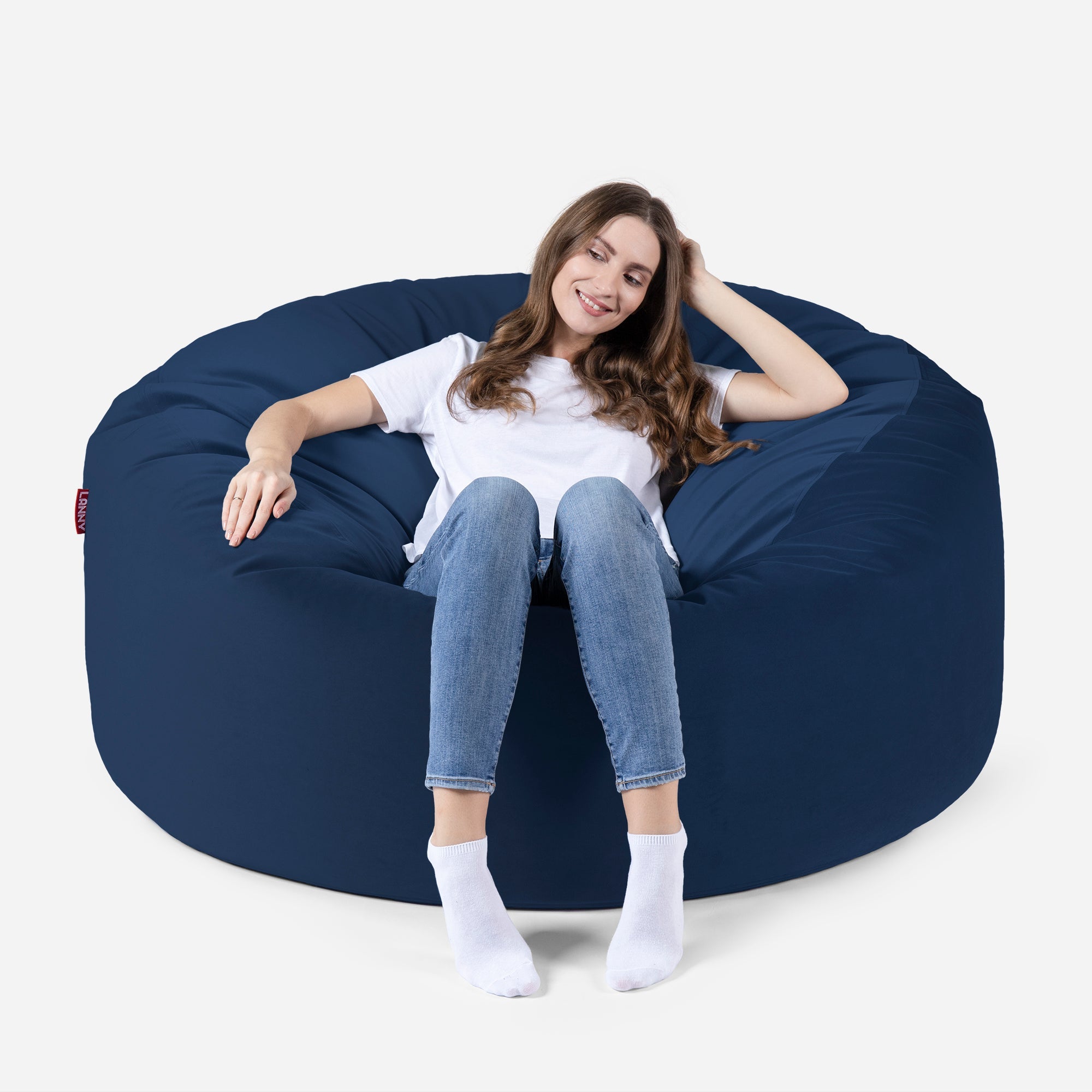 Original Large Velvet Blue Bean Bag - Lanny Beanbag - Bean Bag Chairs