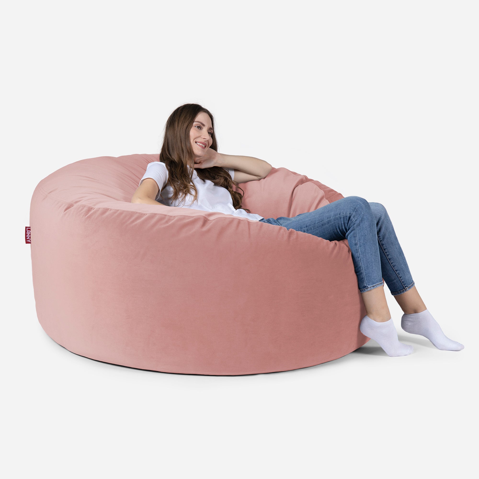 Original Large Velvet Pink Bean bag - Lanny Beanbag - Bean Bag Chairs