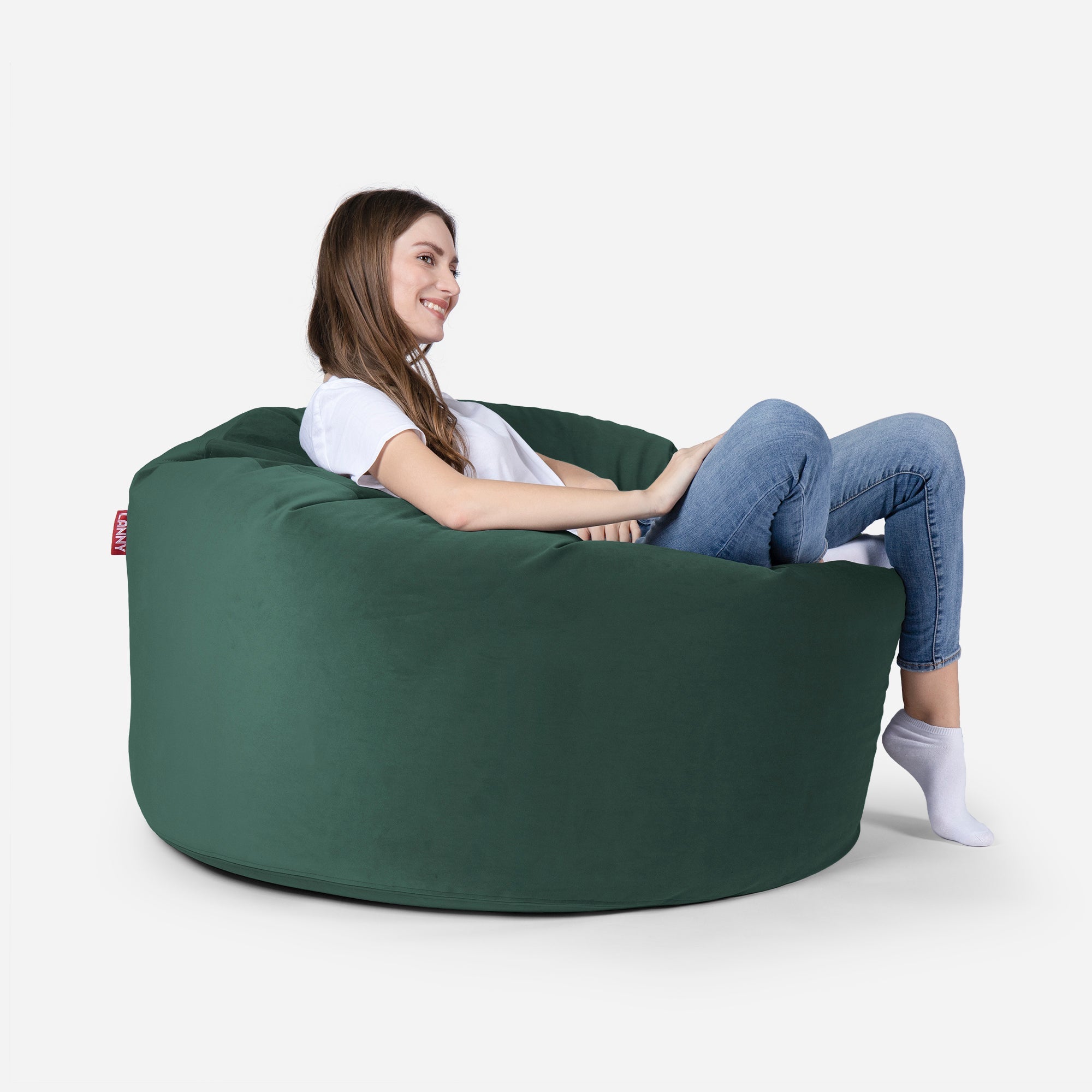 Original Medium Velvet Green Bean Bag - Lanny Beanbag - Bean Bag Chairs