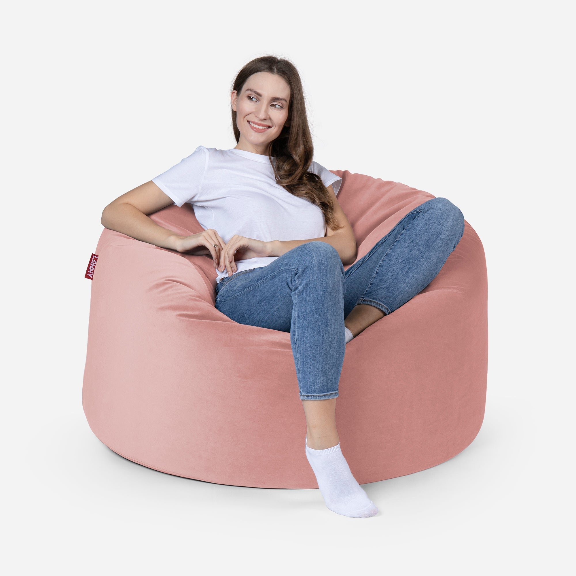 Original Medium Velvet Pink Bean bag - Lanny Beanbag - Bean Bag Chairs
