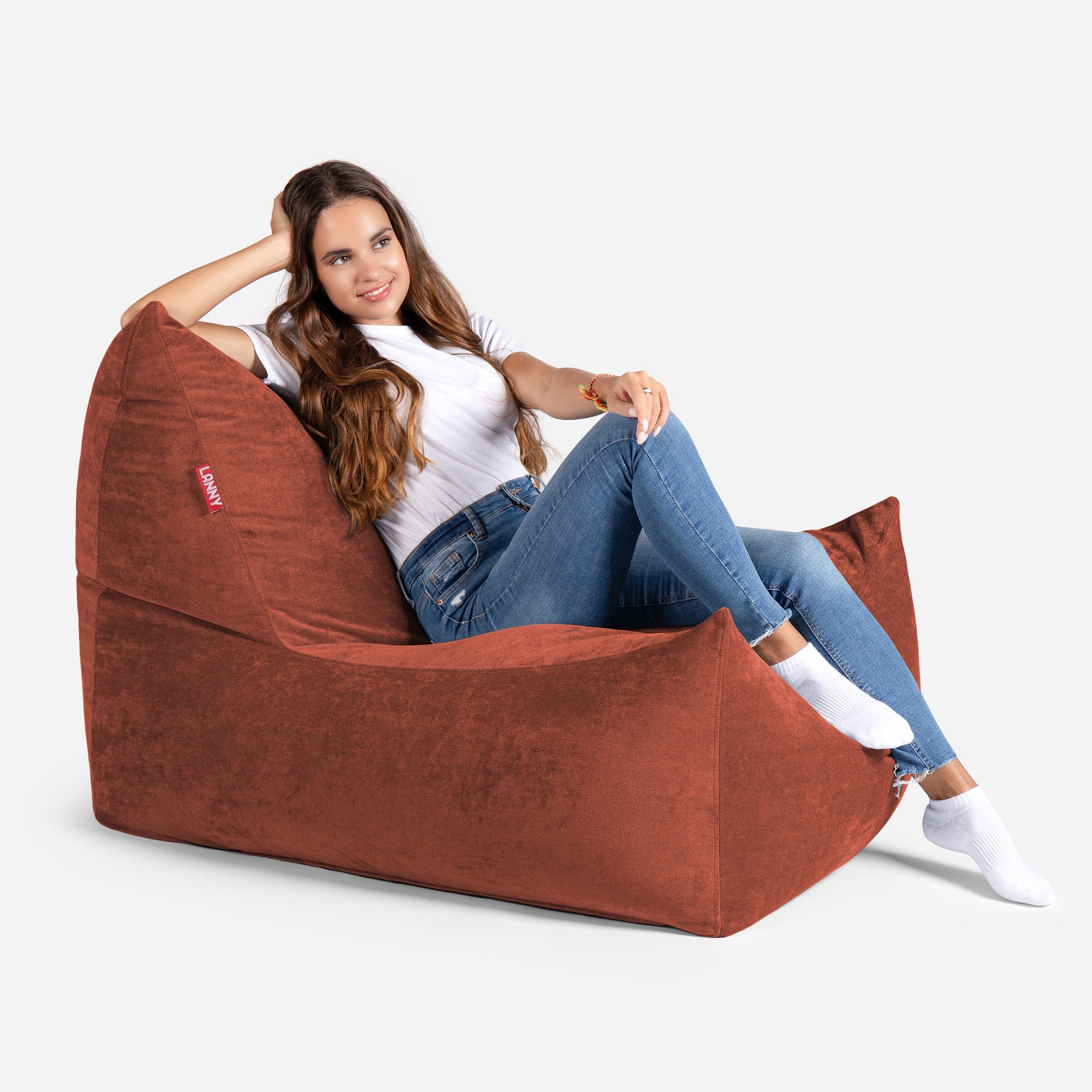 Quadro Aldo Amber Bean bag Chair & Footrest Set - Lanny Beanbag - Bean Bag Chairs