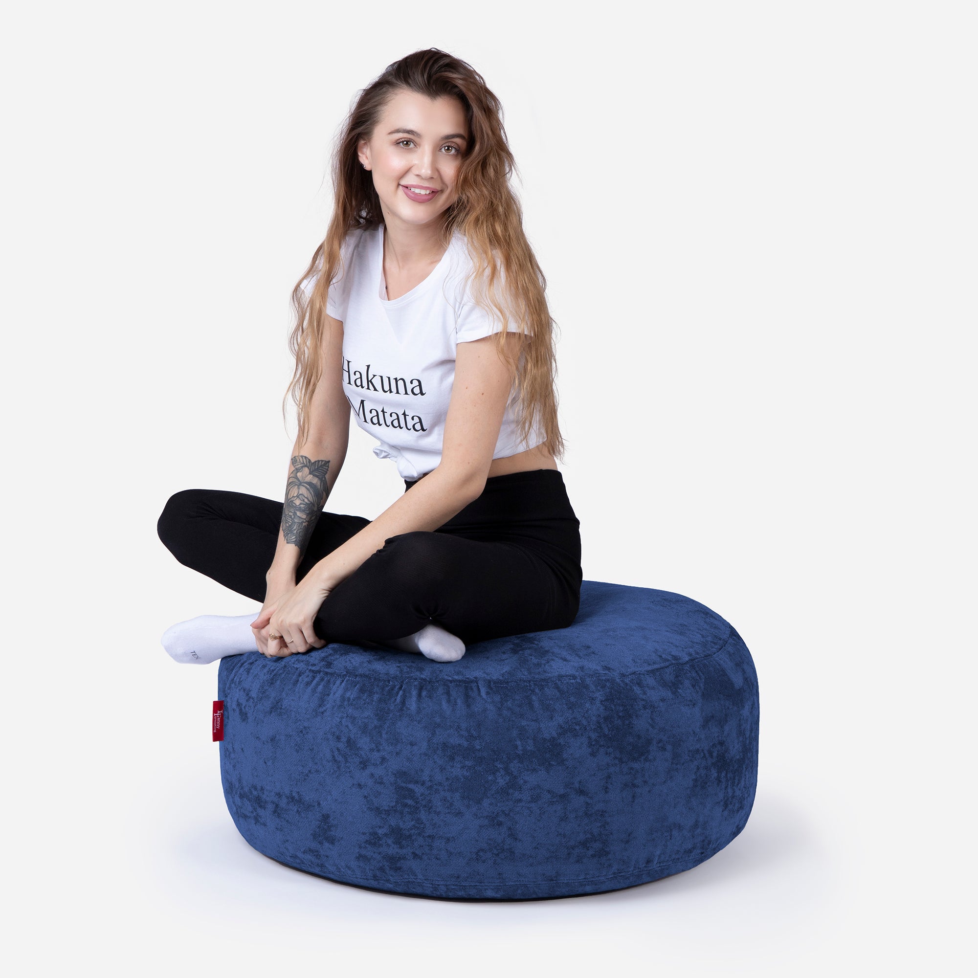 Short Aldo Blue Pouf - Lanny Beanbag - Ottomans