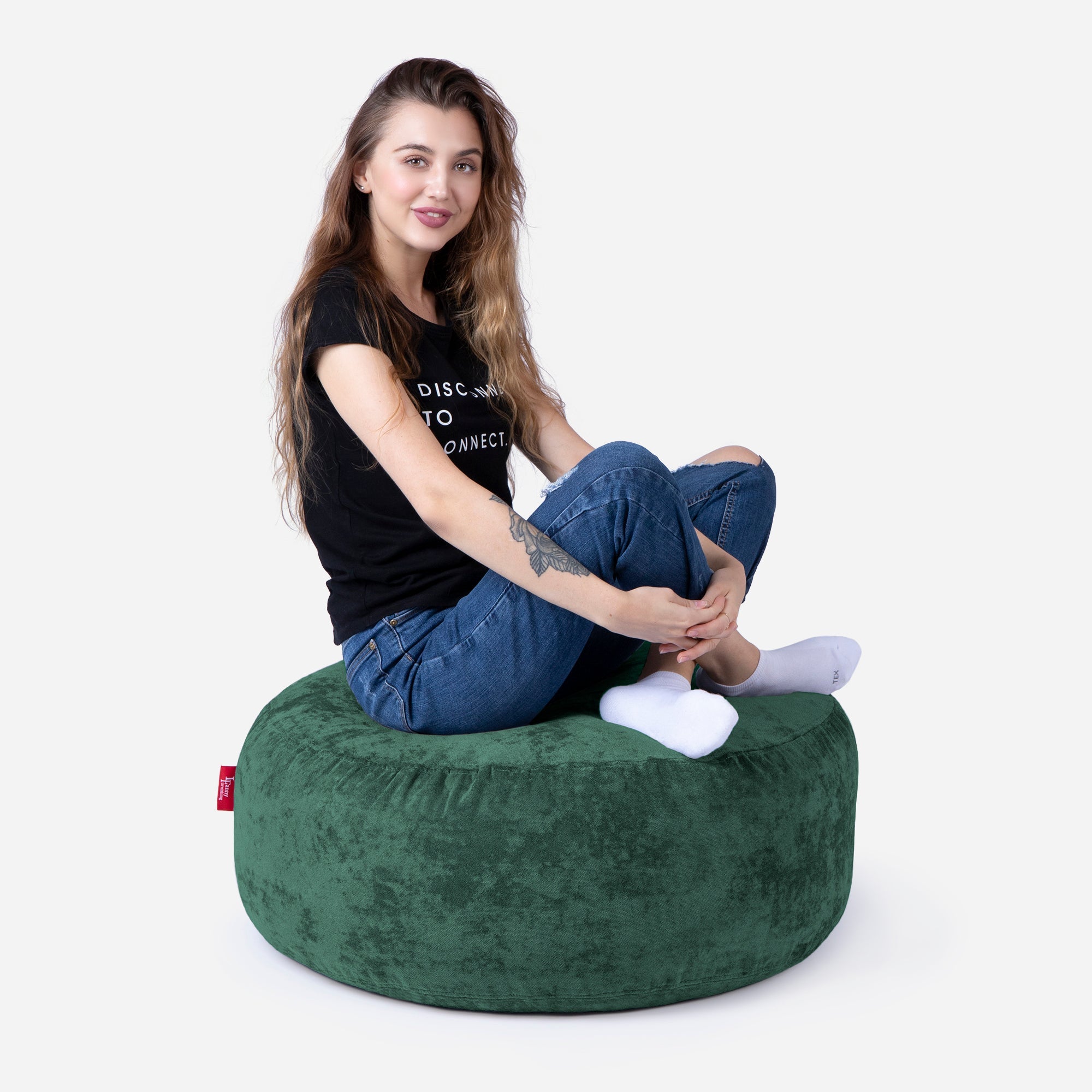 Short Aldo Green Pouf - Lanny Beanbag - Ottomans