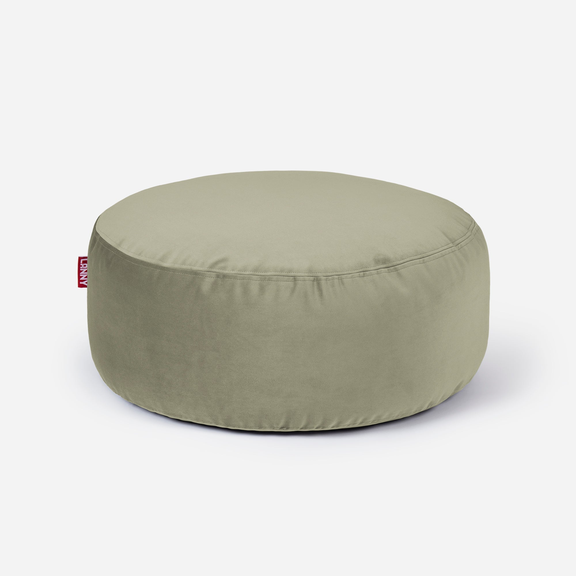 Short Velvet Khaki Pouf - Lanny Beanbag - Ottomans