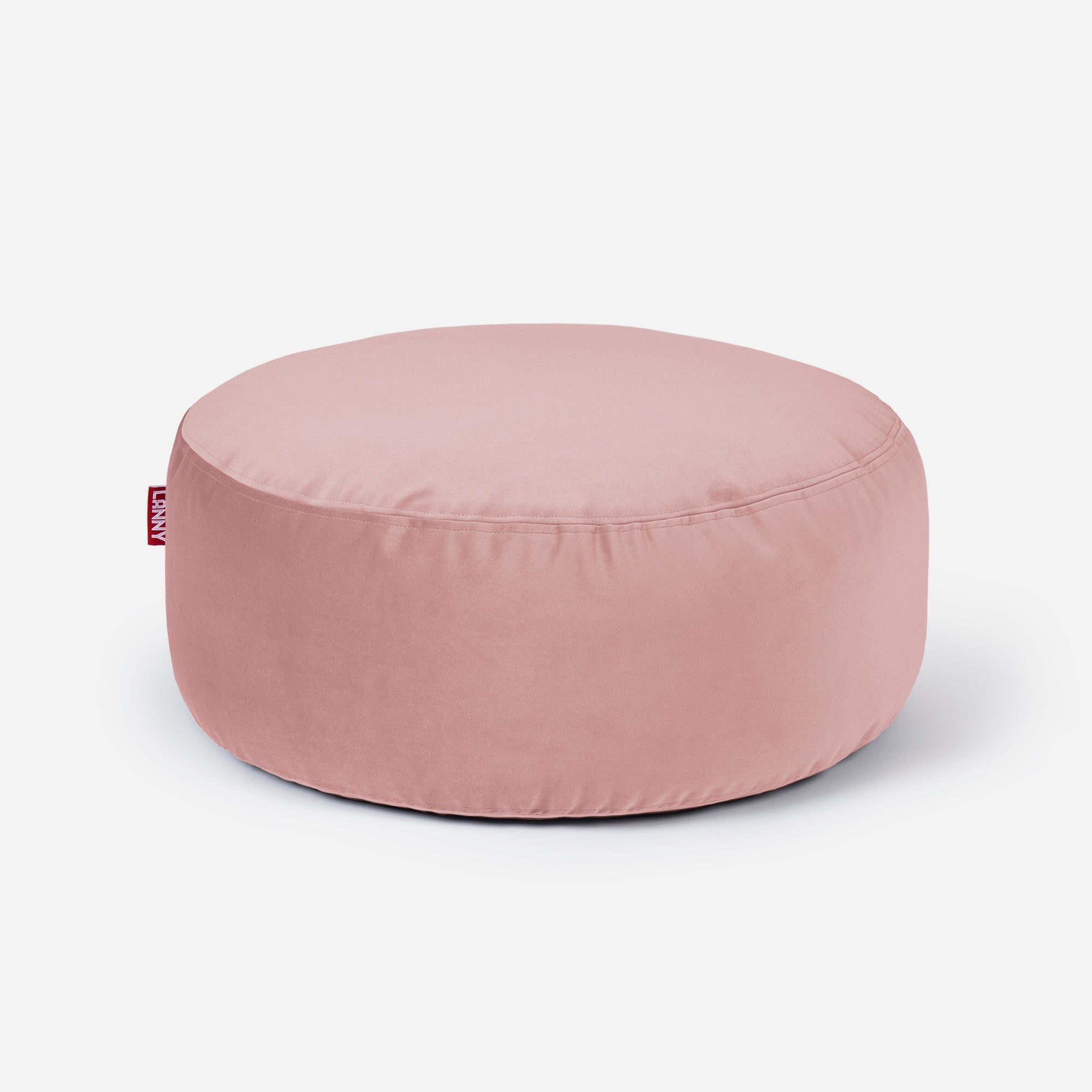 Short Velvet Pink Pouf - Lanny Beanbag - Ottomans