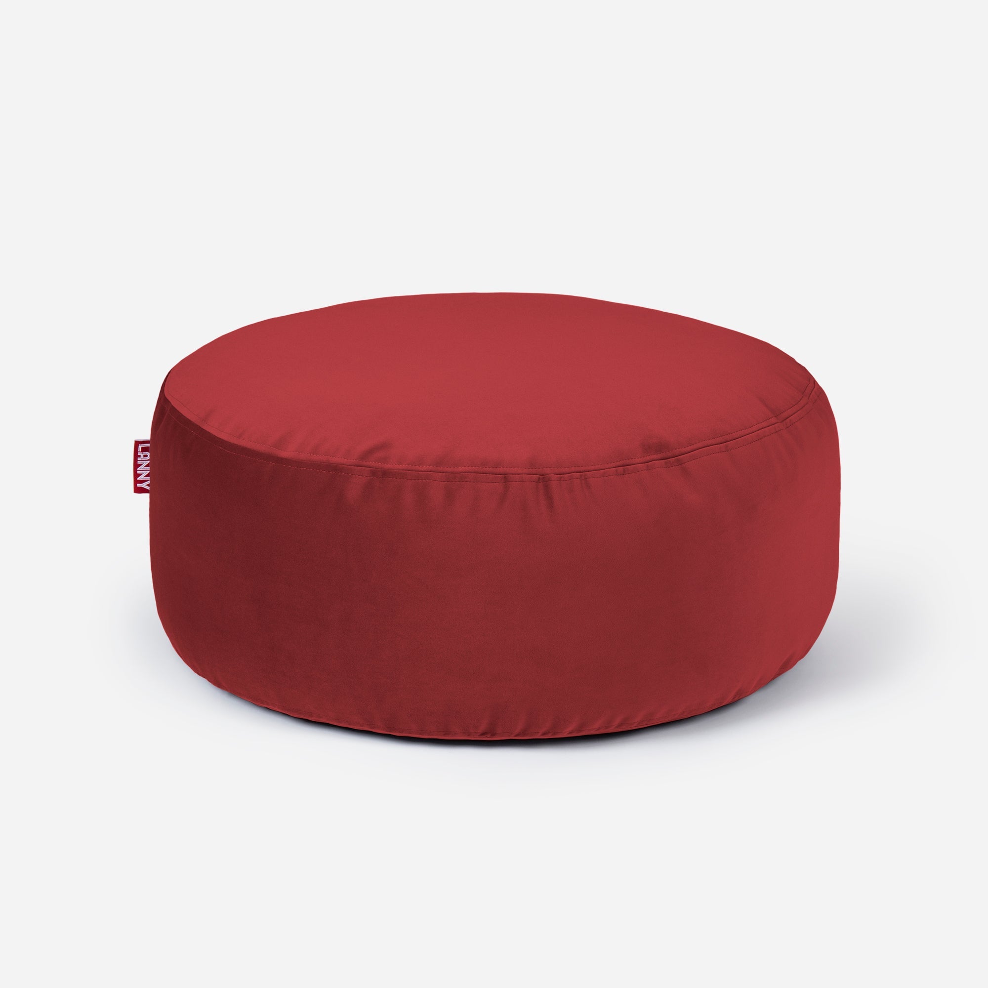 Short Velvet Red Pouf - Lanny Beanbag - Ottomans