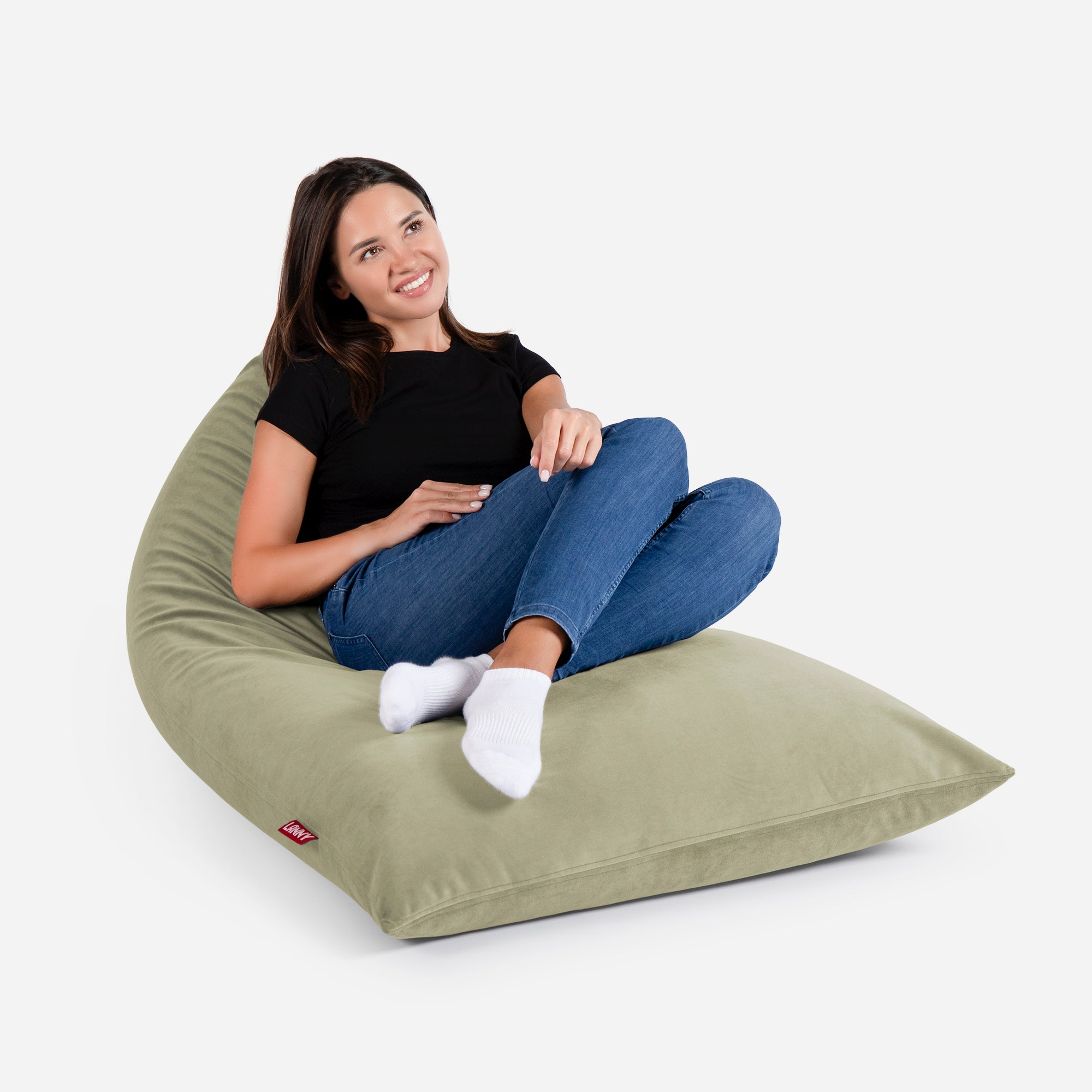 Slim Velvet Khaki Bean bag - Lanny Beanbag - Bean Bag Chairs
