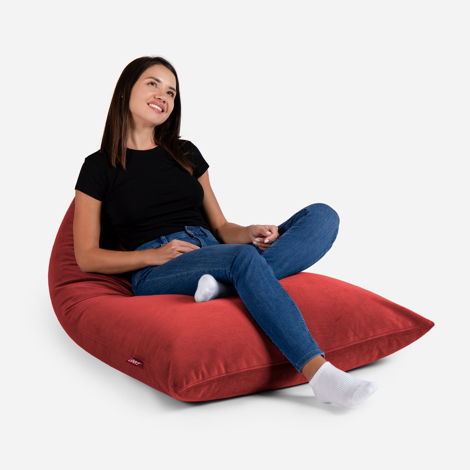 Slim Velvet Red Bean bag - Lanny Beanbag - Bean Bag Chairs