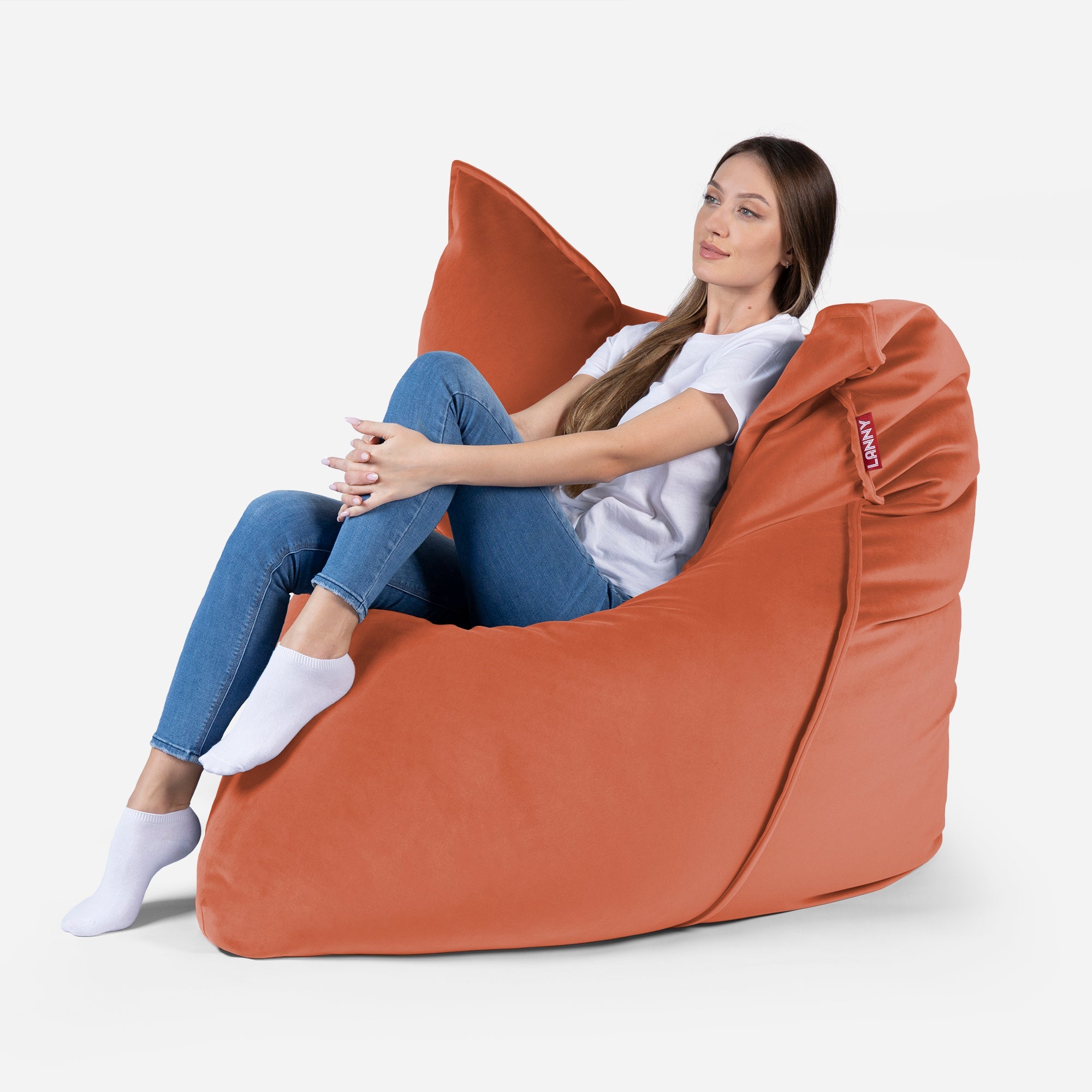Sloppy Large Velvet Amber Bean bag - Lanny Beanbag - Bean Bag Chairs