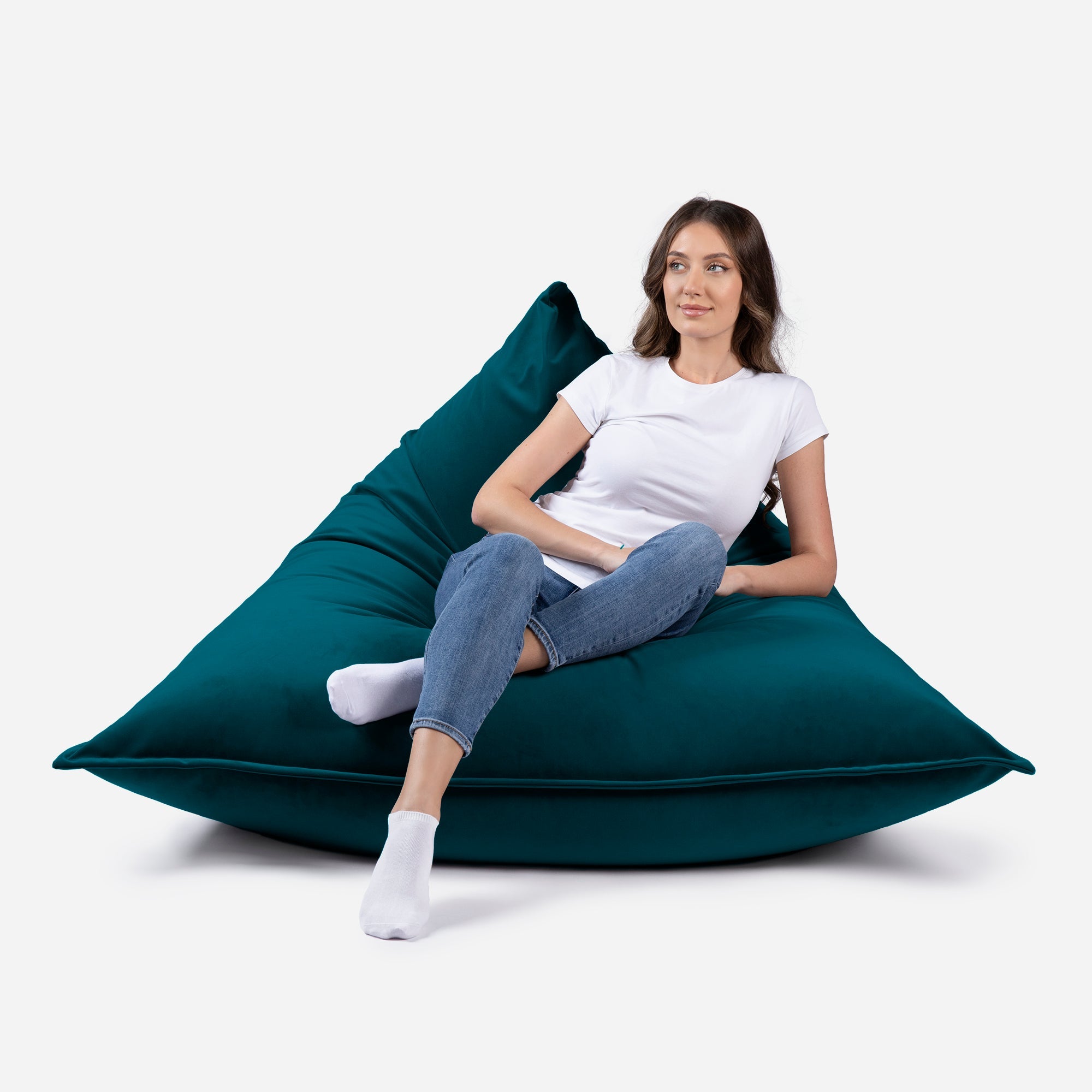 Sloppy Large Velvet Aqua Bean bag - Lanny Beanbag - Bean Bag Chairs