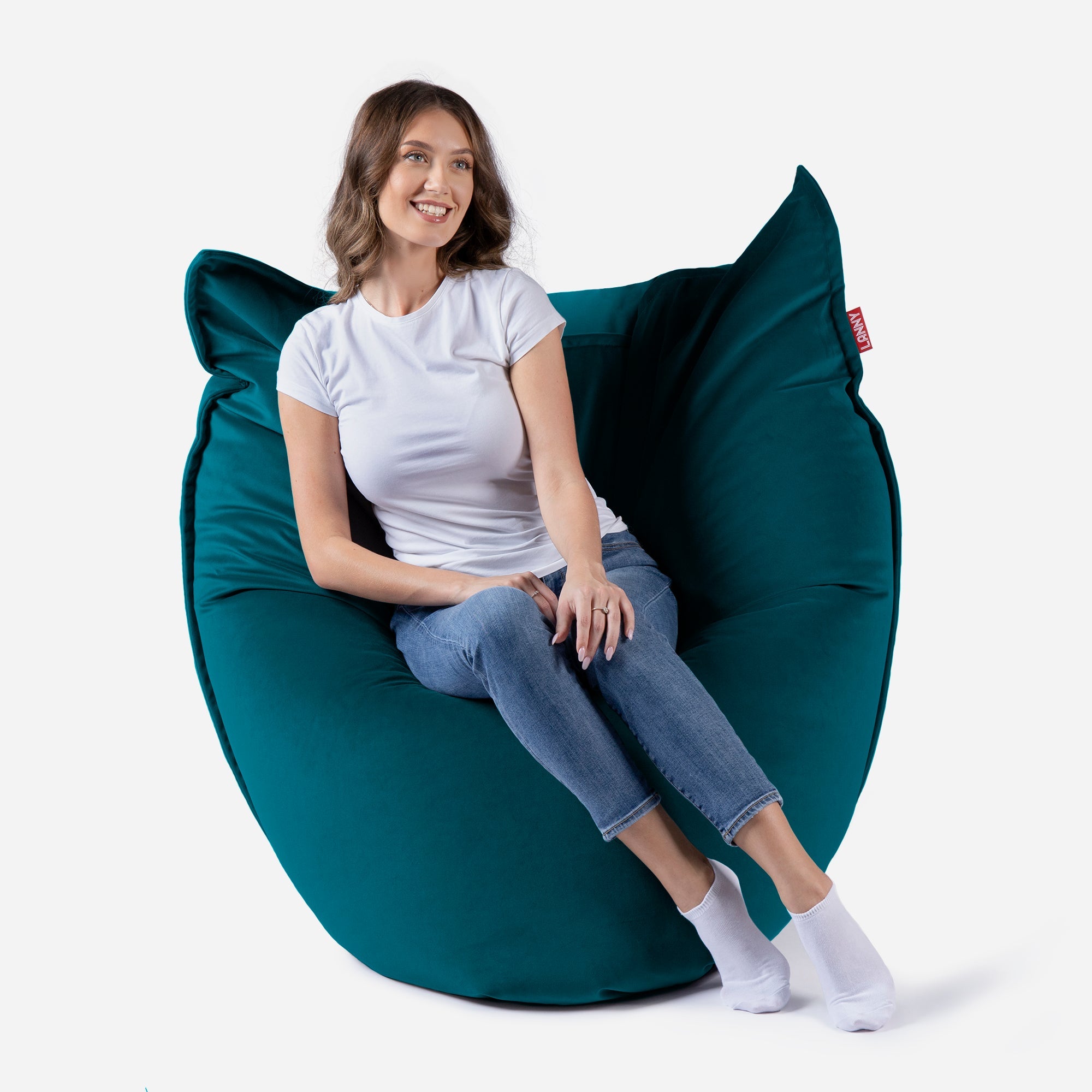 Sloppy Large Velvet Aqua Bean bag - Lanny Beanbag - Bean Bag Chairs