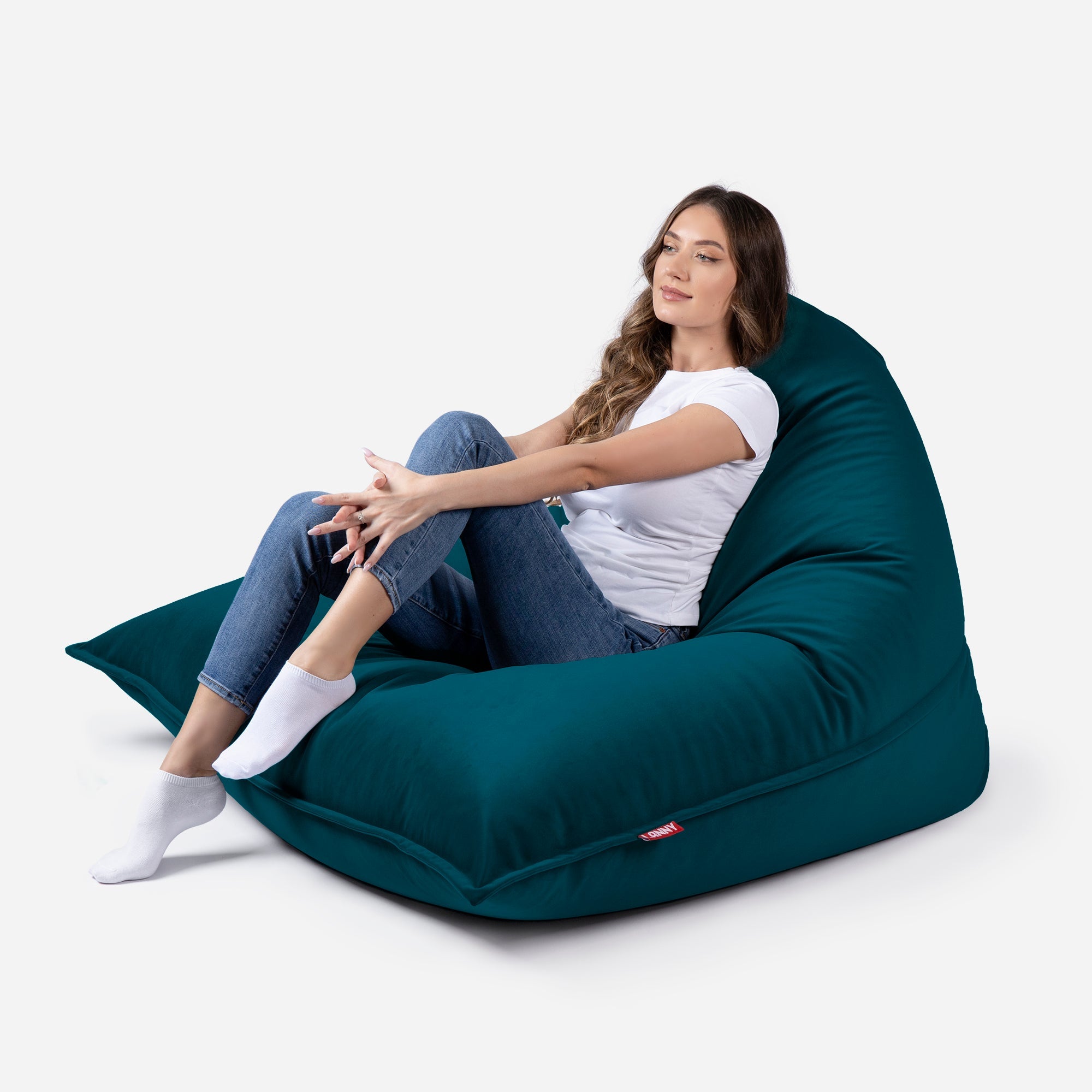 Sloppy Large Velvet Aqua Bean bag - Lanny Beanbag - Bean Bag Chairs