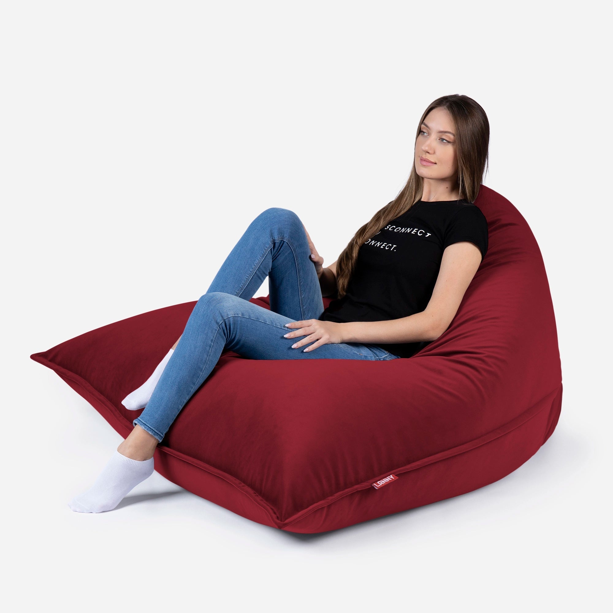 Sloppy Large Velvet Red Bean bag - Lanny Beanbag - Bean Bag Chairs