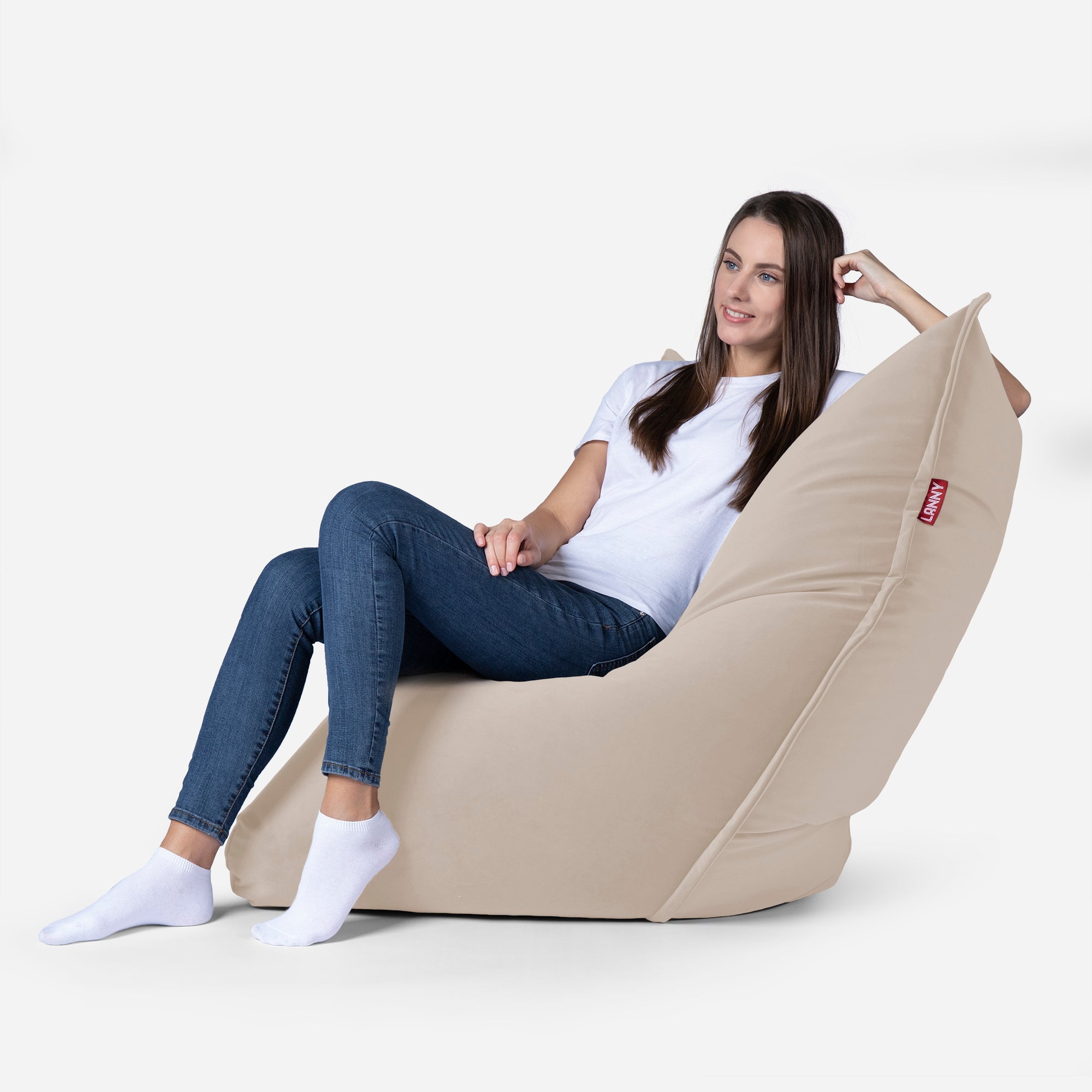 Sloppy Mini Velvet Beige Bean bag - Lanny Beanbag - Bean Bag Chairs