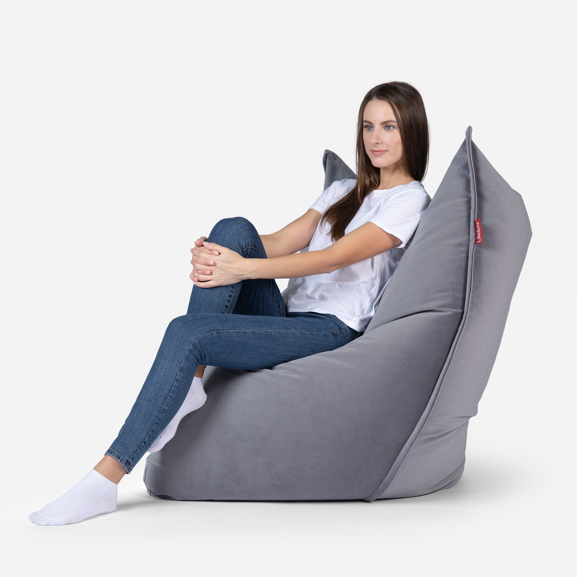 Sloppy Mini Velvet Gray Bean bag - Lanny Beanbag - Bean Bag Chairs