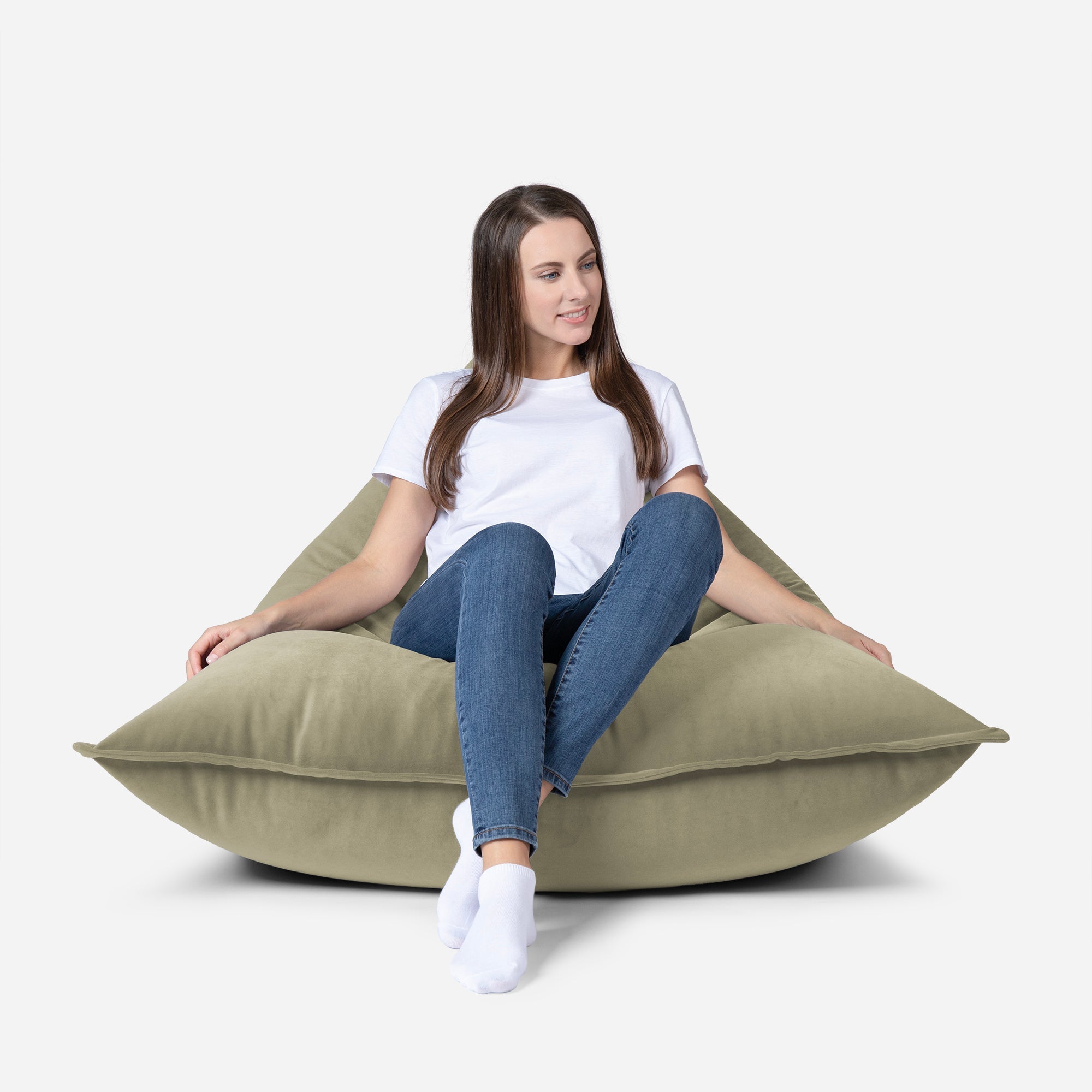 Sloppy Mini Velvet Khaki Bean bag - Lanny Beanbag - Bean Bag Chairs