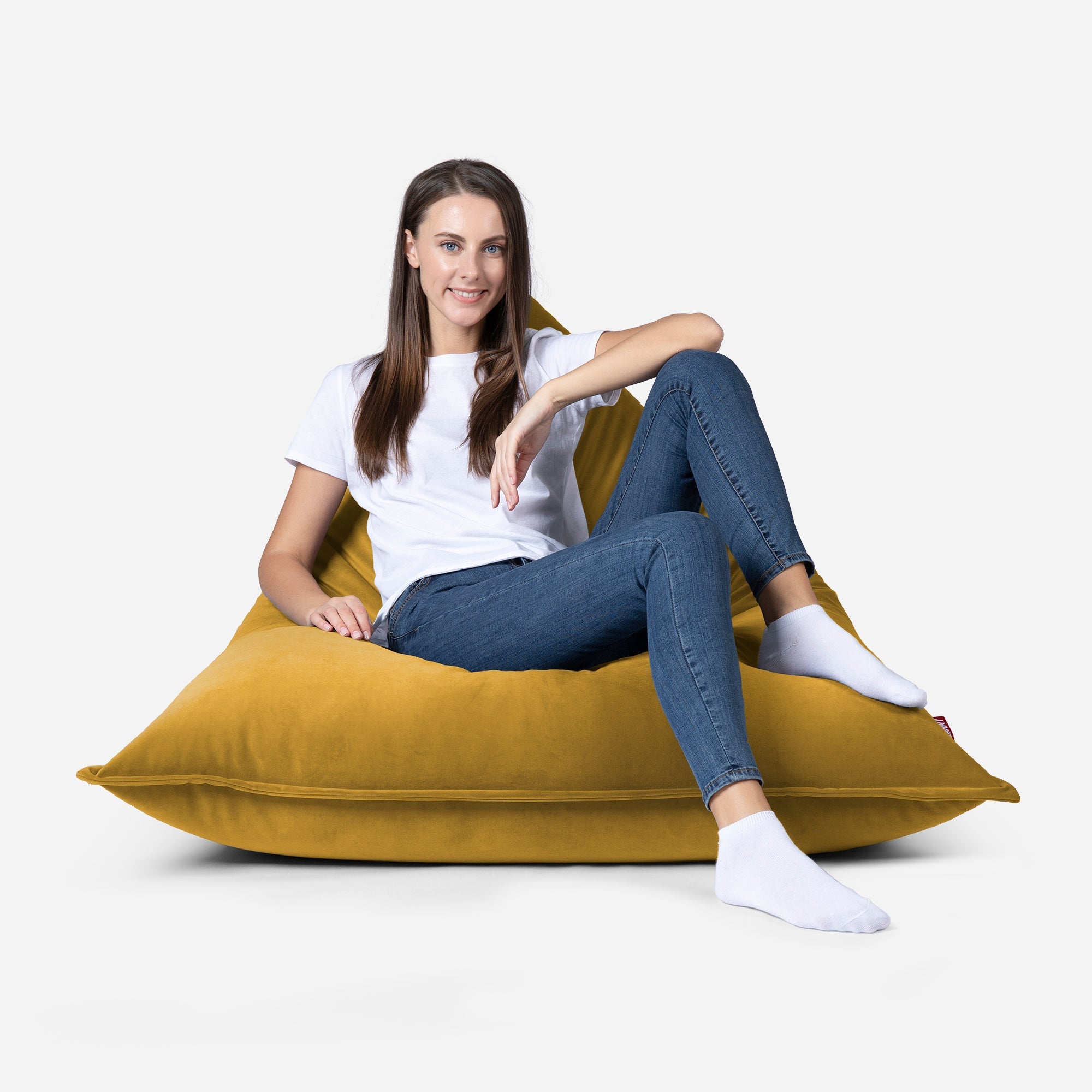 Sloppy Mini Velvet Mustard Bean bag - Lanny Beanbag - Bean Bag Chairs