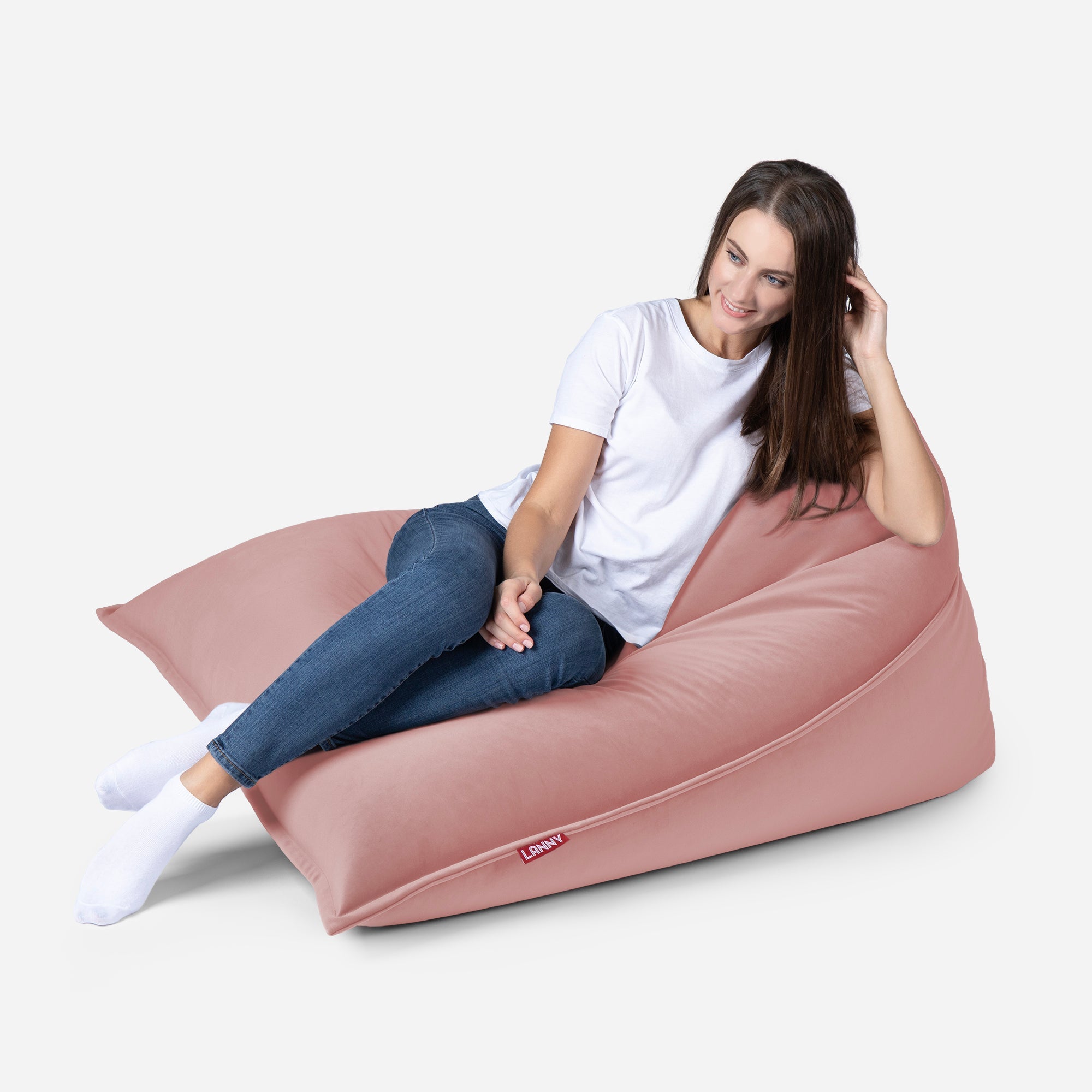 Sloppy Mini Velvet Pink Bean bag - Lanny Beanbag - Bean Bag Chairs
