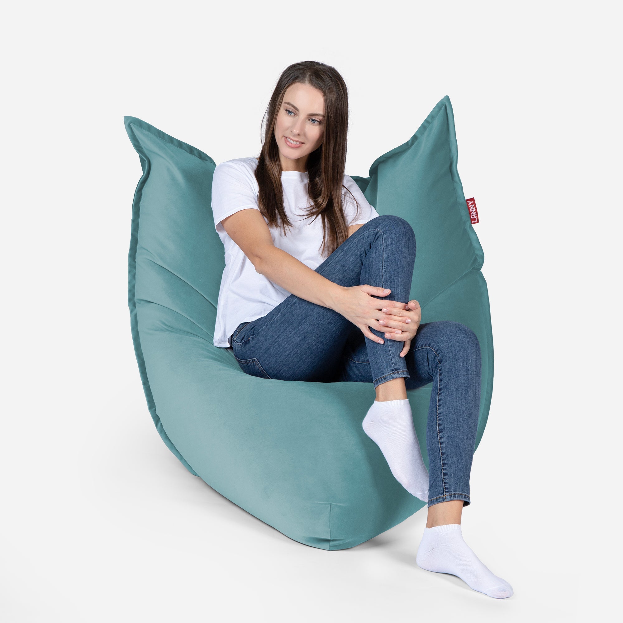 Sloppy Mini Velvet Turquoise Bean bag - Lanny Beanbag - Bean Bag Chairs