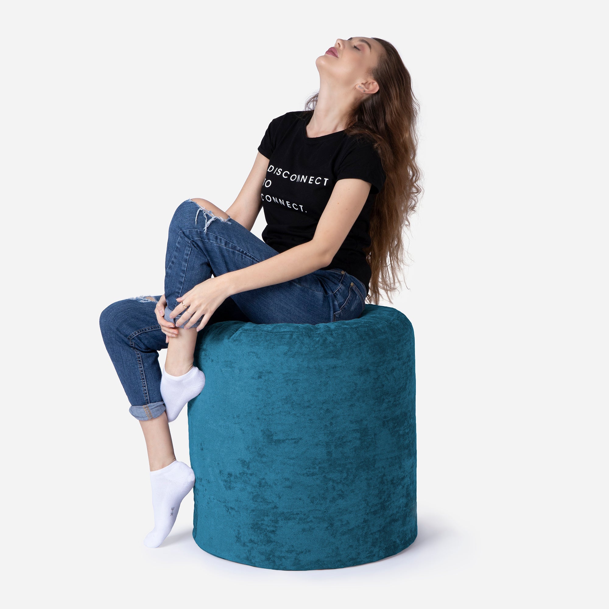 Tall Aldo Aqua Pouf - Lanny Beanbag - Ottomans