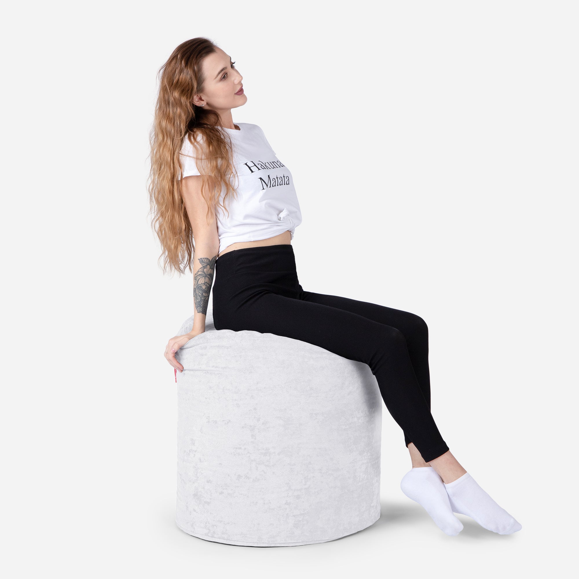 Tall Aldo White Pouf - Lanny Beanbag - Ottomans