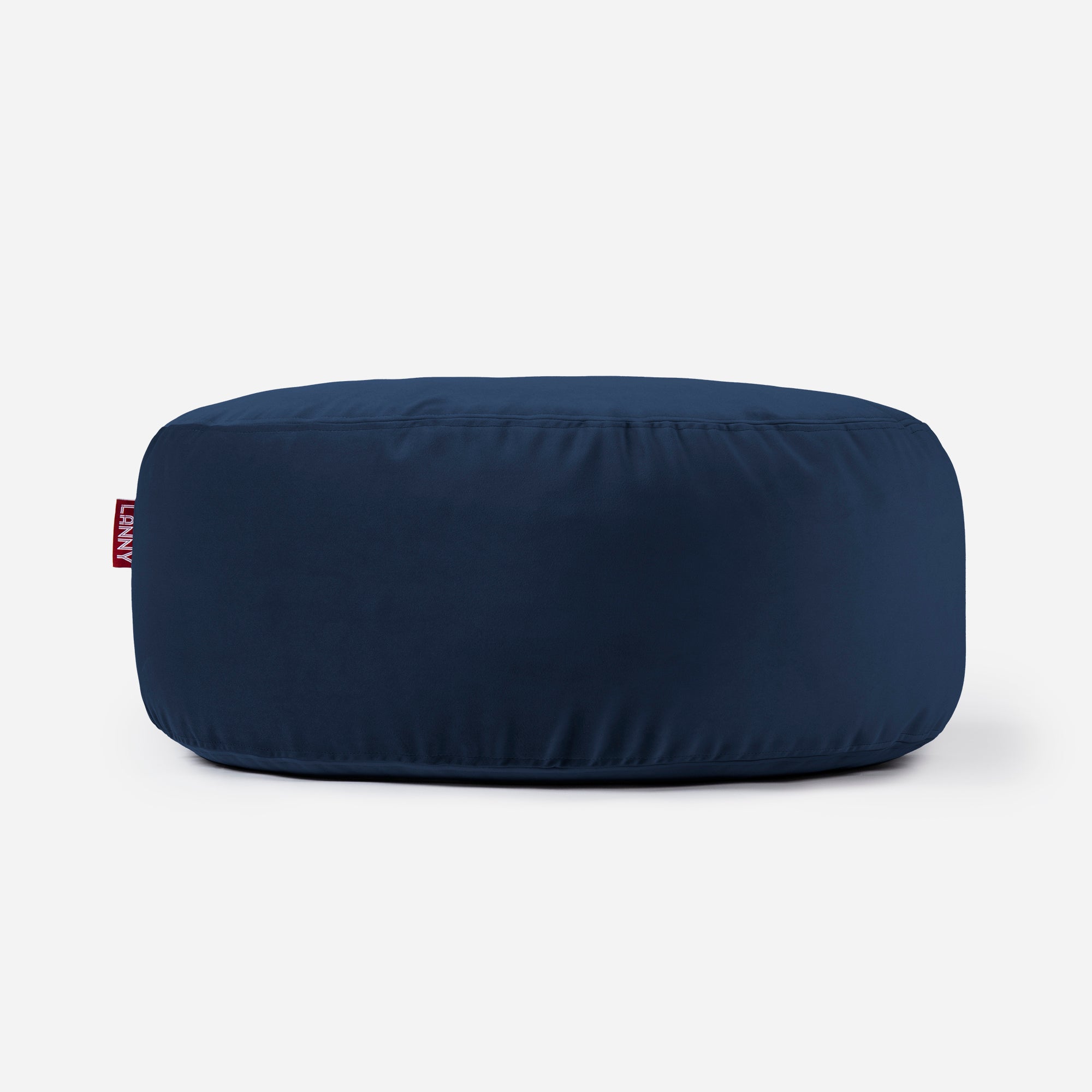 Lanny pouf made from velvet fabric in Blue color