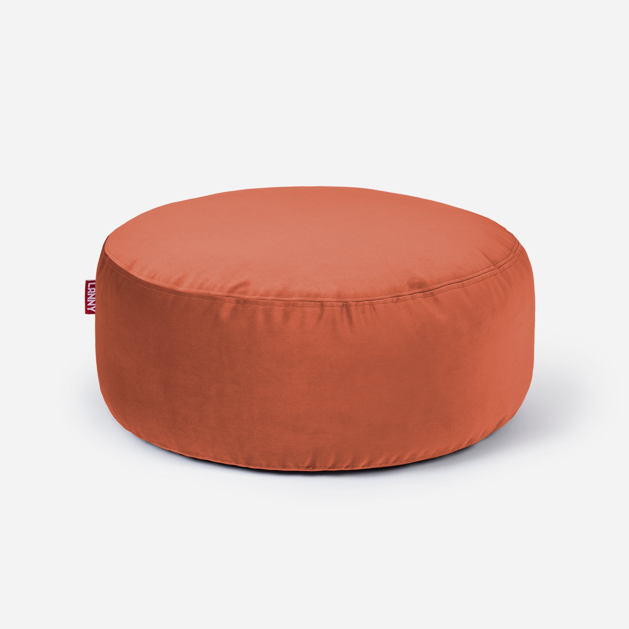 Lanny pouf made from velvet fabric in Orange color