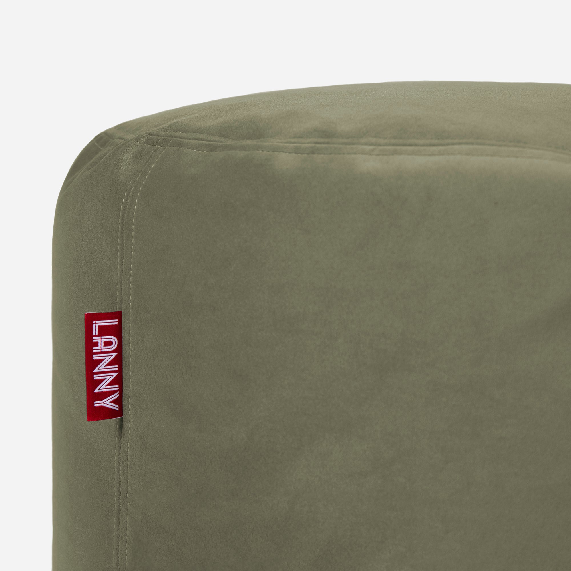 Lanny pouf made from velvet fabric in Khaki color