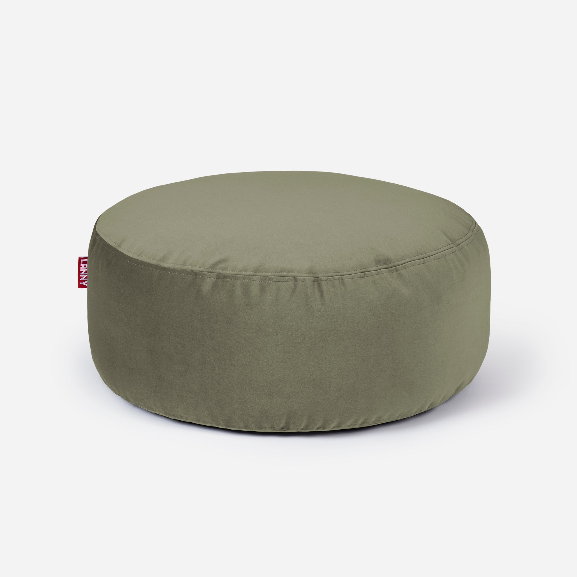 Lanny pouf made from velvet fabric in Khaki color