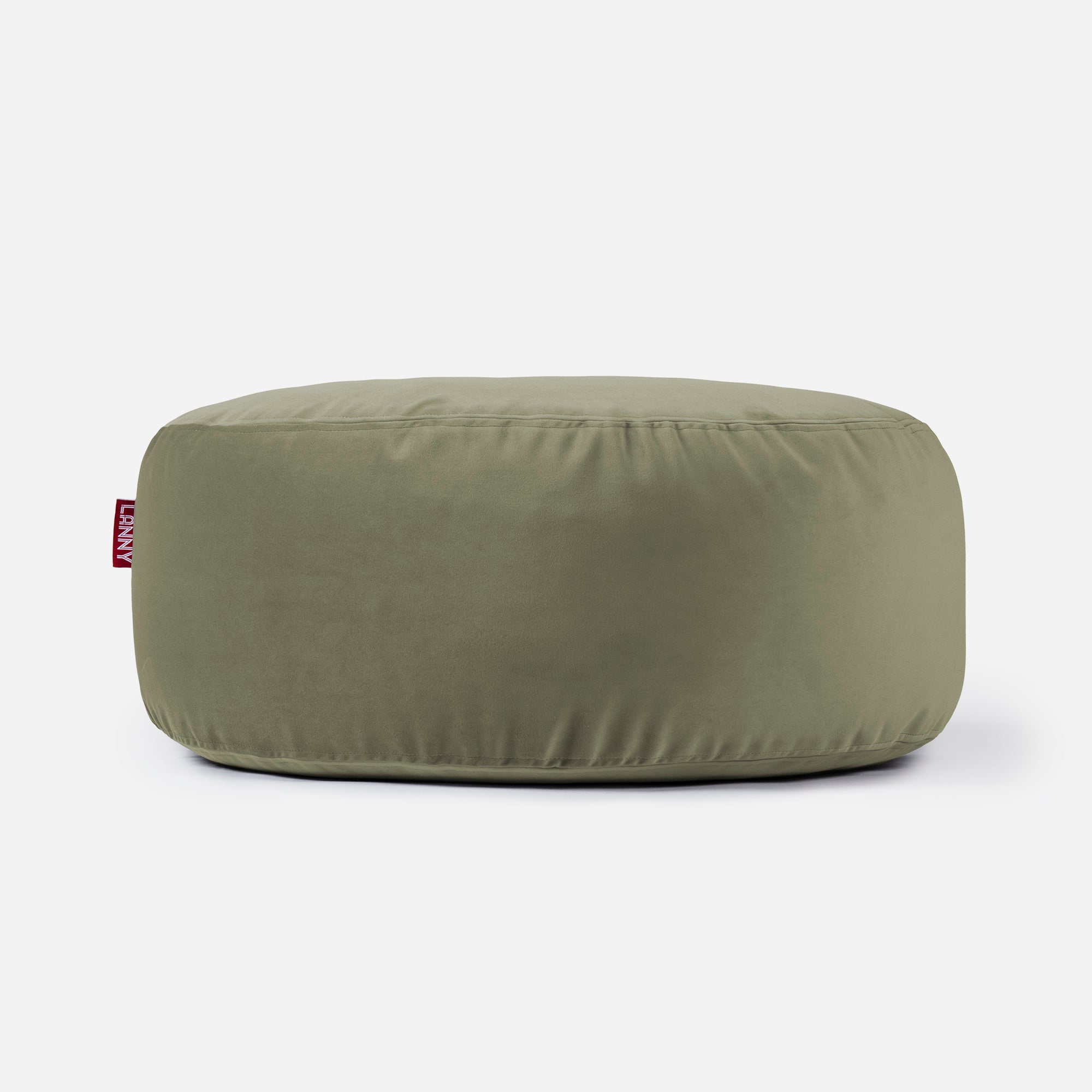 Lanny pouf made from velvet fabric in Khaki color