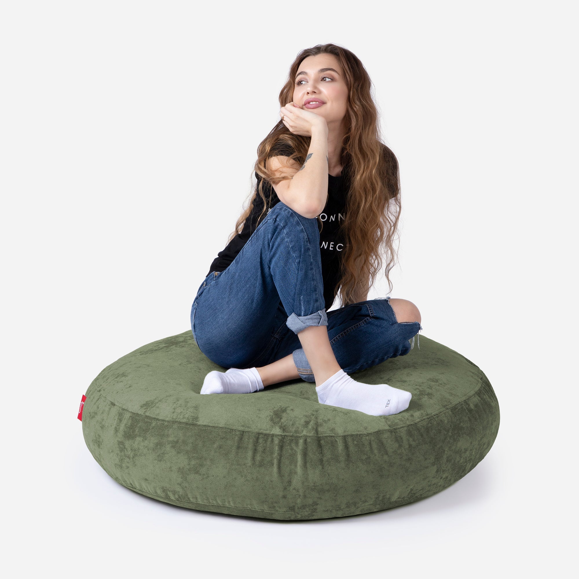 Floor Aldo Khaki Pouf - Lanny Beanbag - Ottomans